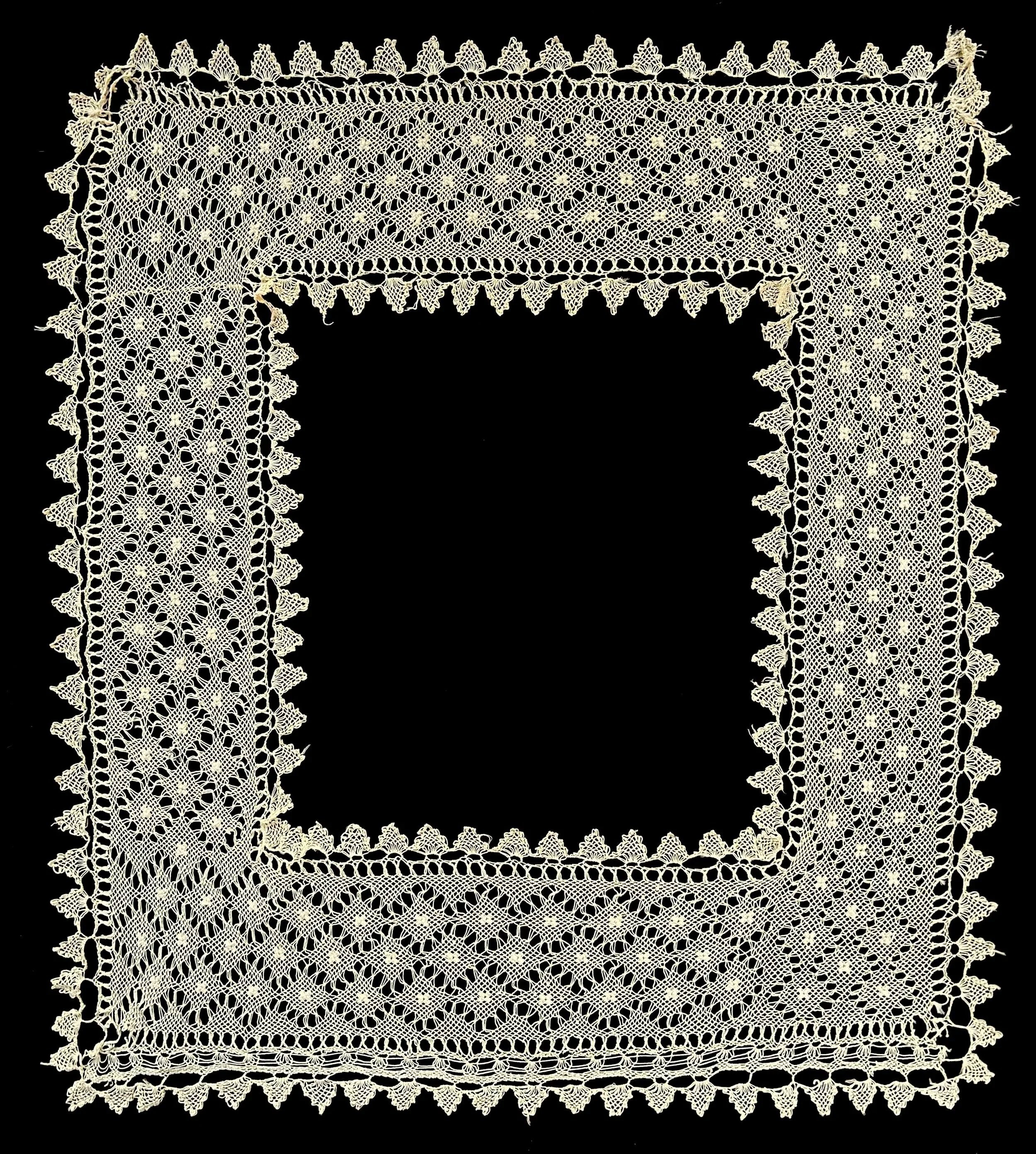 Dzaghig (last name unknown), needlelace collar, ca. early twentieth century, Ankara or Istanbul, Türkiye. Gifted to Deborah Valoma by Zeynep Taşkın.  Photo credit: © Deborah Valoma 2023.