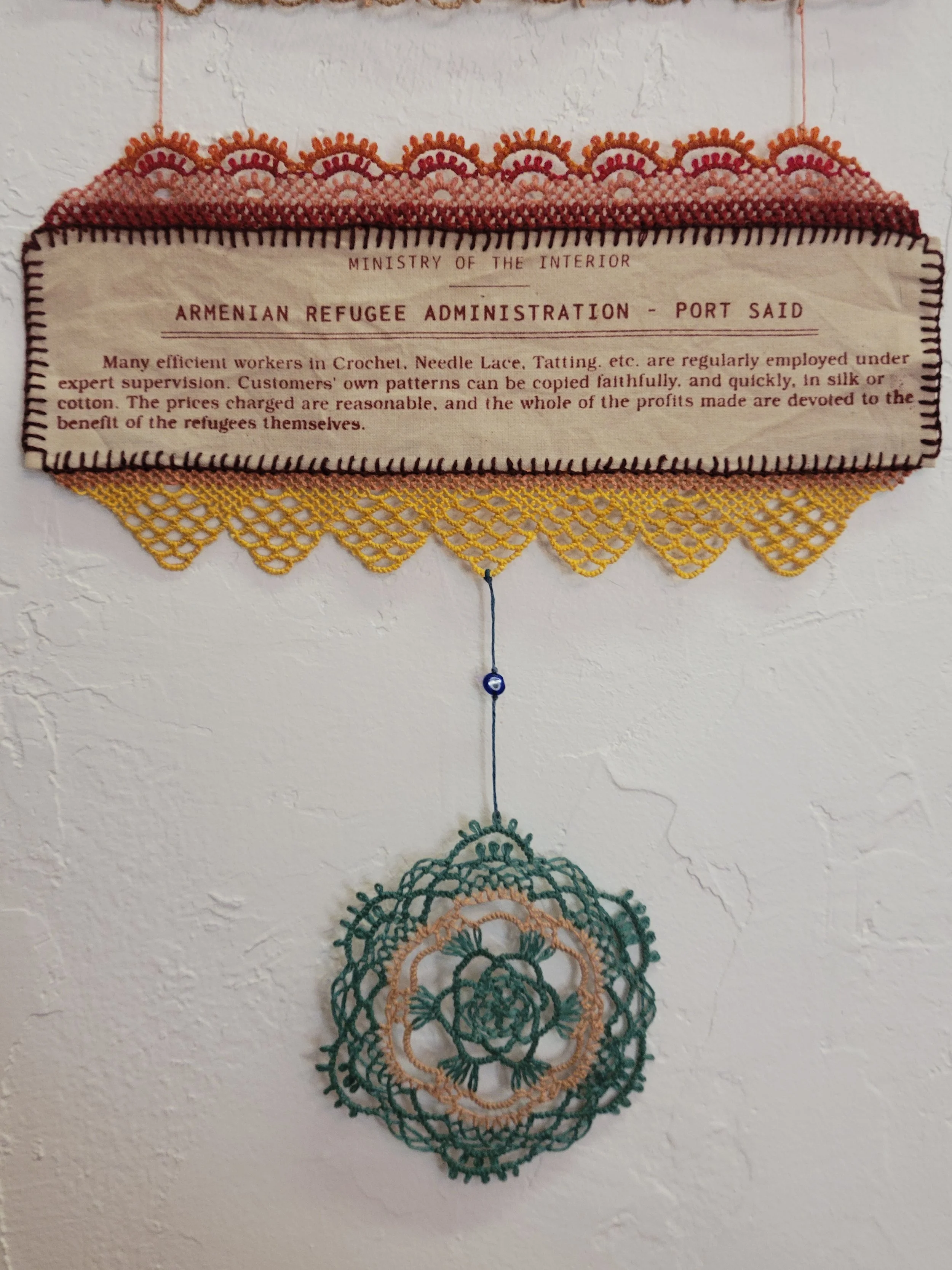 Ali Cat,  Lest They Parish , screenprint on fabric with lace trim (detail), Portland, Oregon, 2024. Photo credit: © Ali Cat 2024.