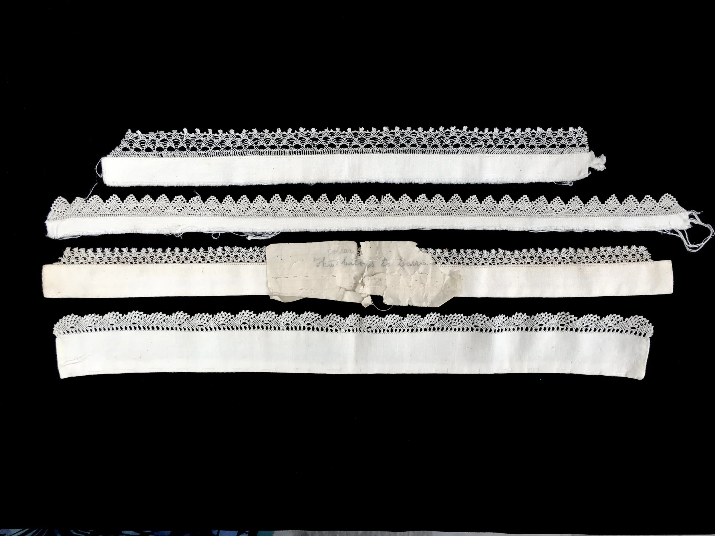 Sara Sohigian Magarian Archive. Satinig Chopoorian, four needlelace-trimmed collars, Kharpert, Armenian Highlands, present-day Türkiye, early 1910s. Photo credit: © Deborah Valoma 1918.