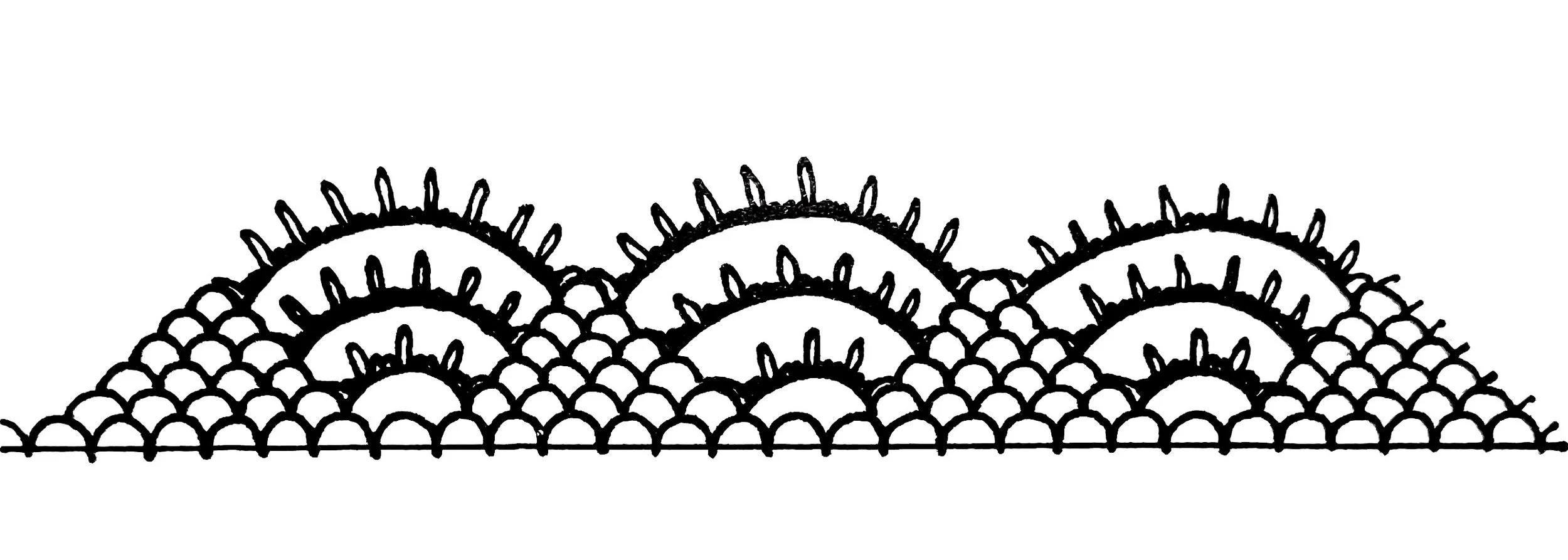 Black and white line drawing of Armenian needlelace pattern