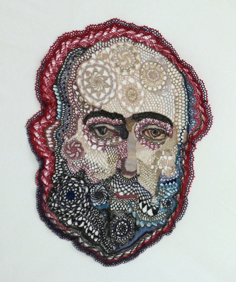 Armine Atoyan,  ԿՈՄԻՏԱՍ ՎԱՐԴԱՊԵՏ  ( Komitas Vardapet  (Eastern Armenian) /  Gomidas Vartabed  (Western Armenian)), needlelace, silk thread, Armenia, 2018. «Մետաքսի նրբությունը հիշեցնում է մոռացված երգերը։» Photo: © Armine Atoyan 2025.