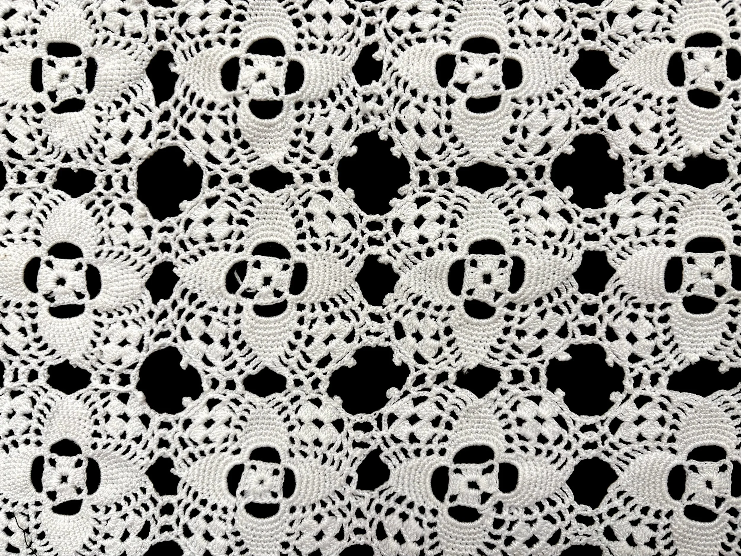 Black and white photo of Armenian crocheted lace