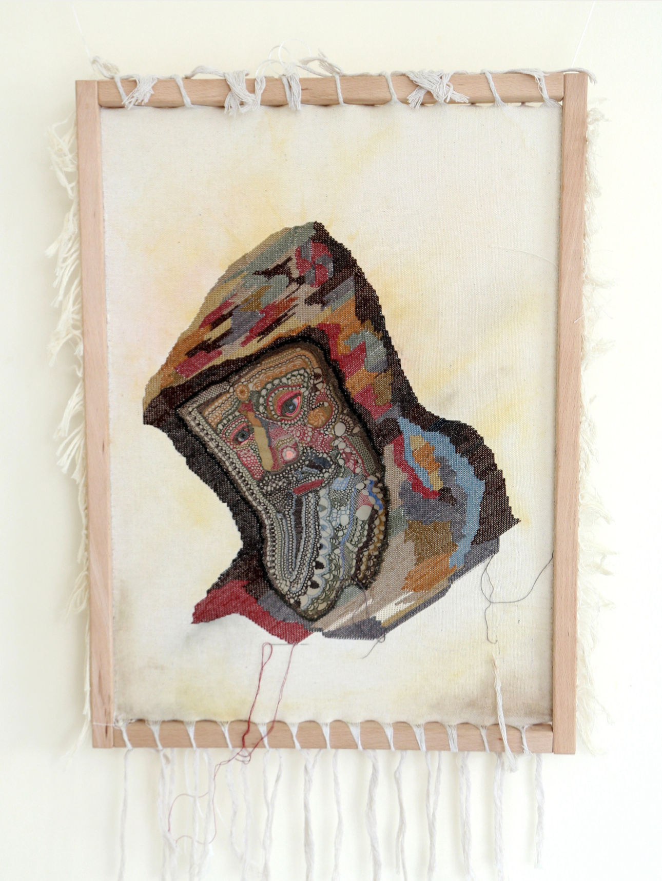 Armine Atoyan,  ԳՐԻԳՈՐ ՆԱՐԵԿԱՑԻ  ( Grigor Narekatsi  (Eastern Armenian) /  Krikor Naregatsi  (Western Armenian)), embroidery, needlelace, silk thread, Armenia, 2025. «Օգնի՛ր թեւաւոր քո աղօթքներով, ո՜վ խոստովանուած մայրդ ողջերի, Որ երբ դուրս ելնեմ այս