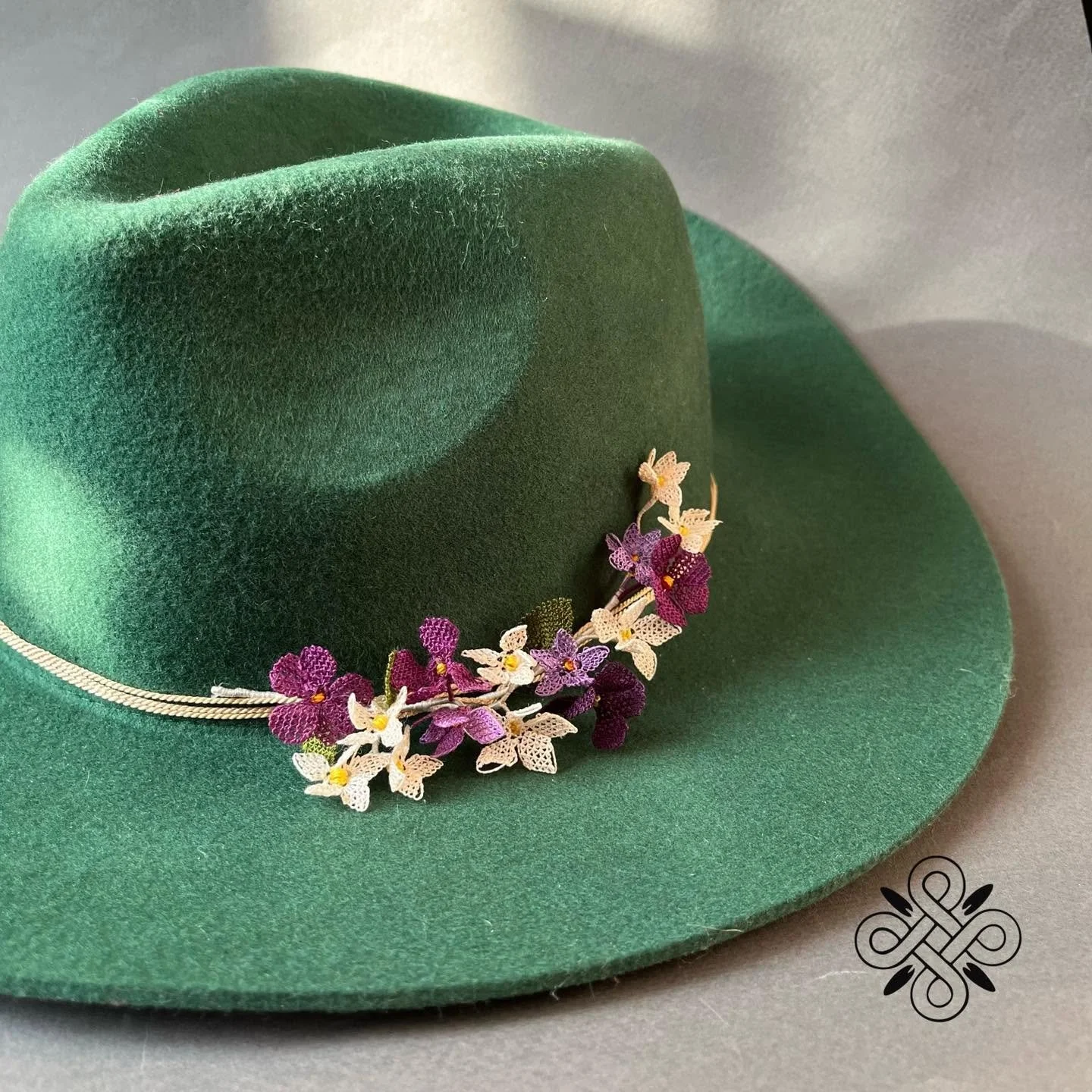 Iskuhi Sargsyan, felt hat accented with needlelace flowers, Yerevan, Armenia. Photo: © Iskuhi Sargsyan 2025.