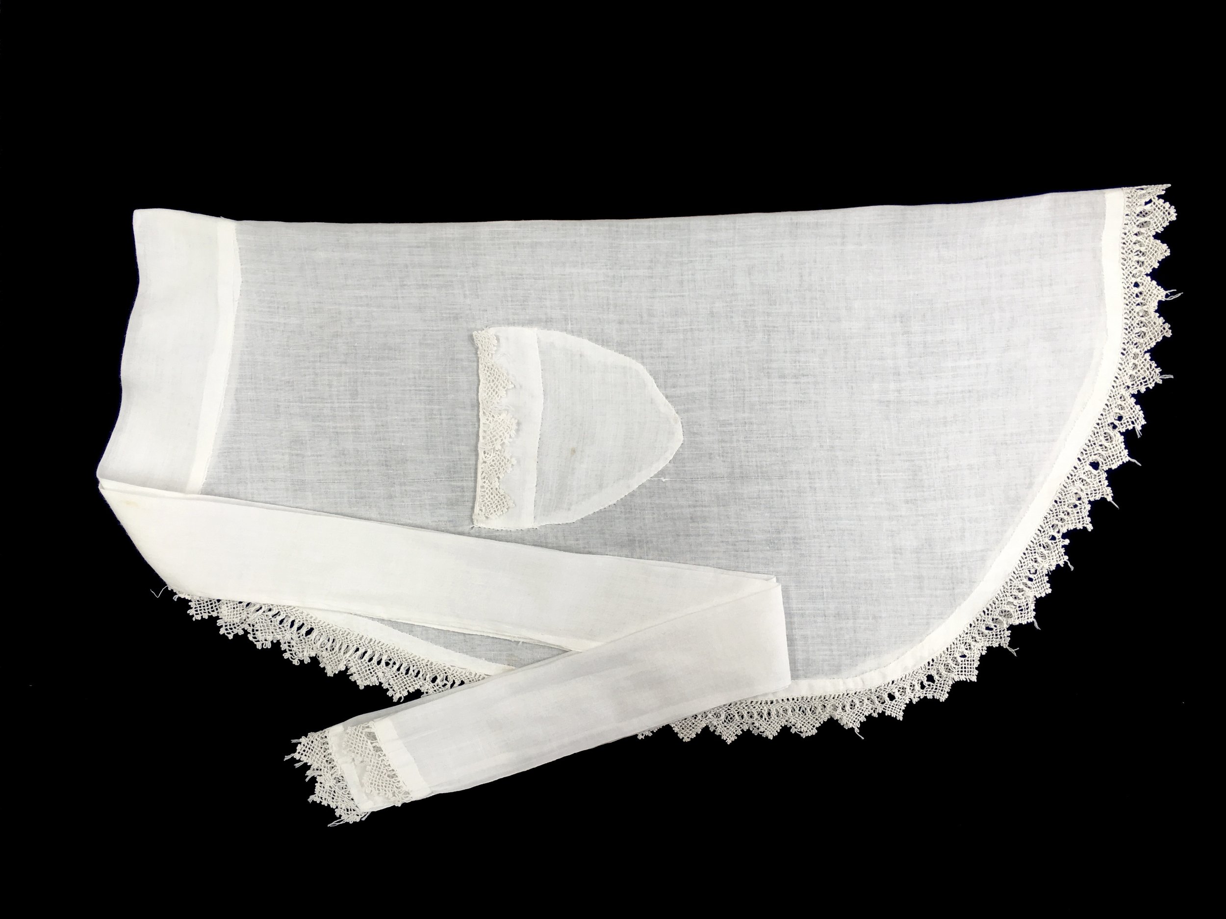 Sara Sohigian Magarian Archive. 

Sara Sohigian Magarian, child's cotton apron with needlelace trim, Fresno, California, ca. 1916–1918. Sara's note states: "My hand work as a child. Apron and edging when 7 or 8 or 9."

Photo credit: © Deborah Valoma 