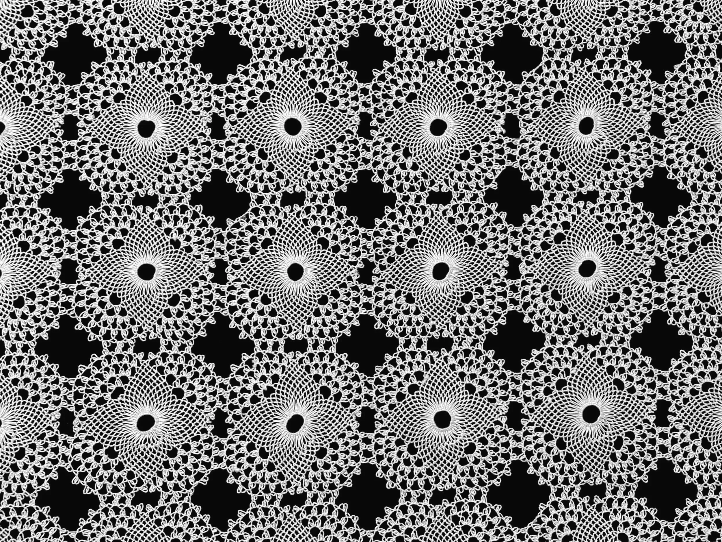 Black and white photo of Armenian needlelace doily