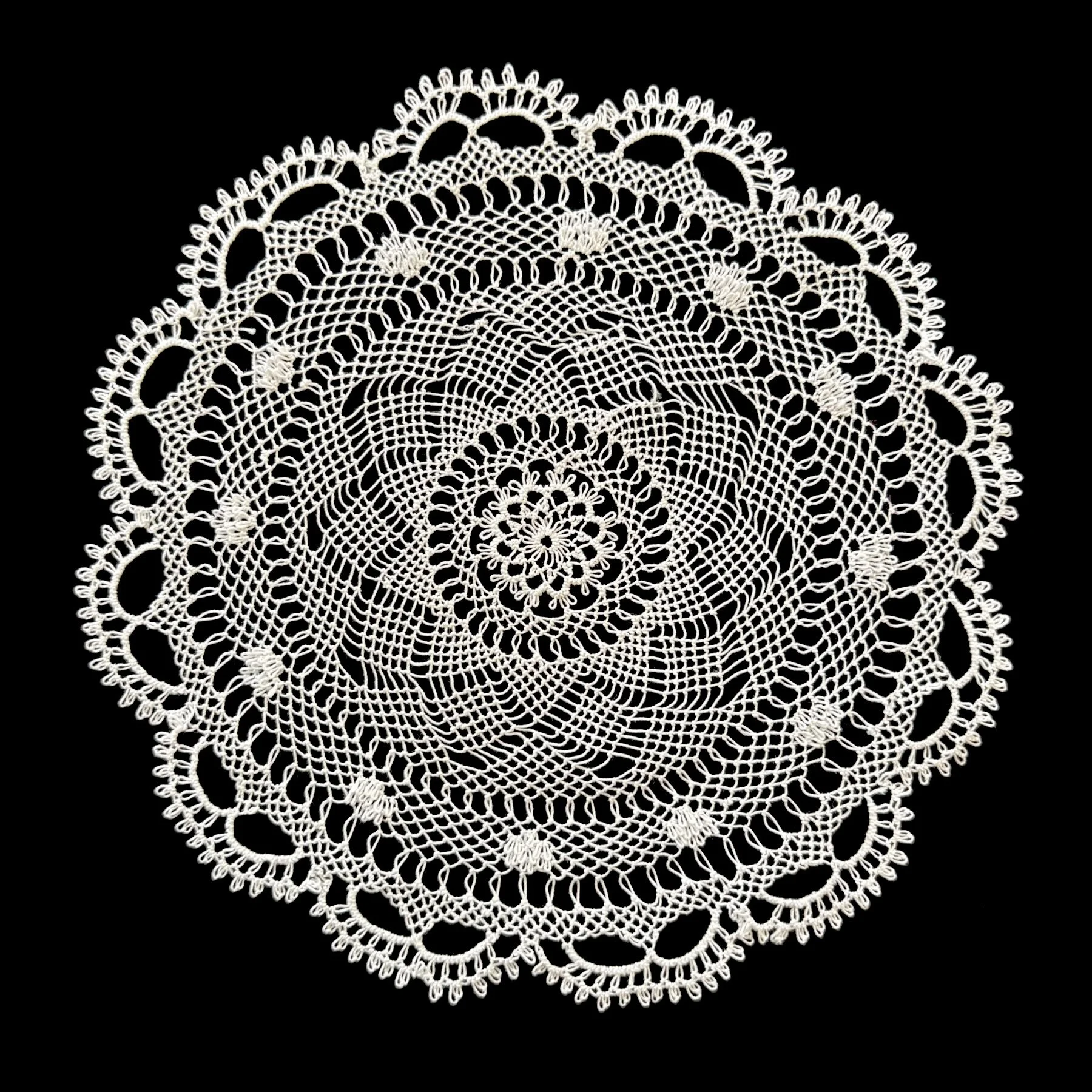 Mikayla Kurkjian, small needlelace doily, Maryland, 2024. Photo credit: @ Mikayla Kurkjian 2026. 