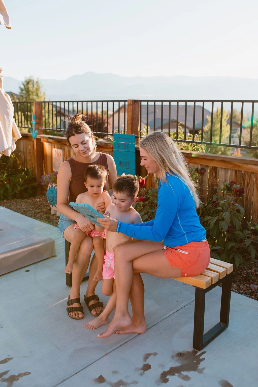 Mom and children going over ISR details