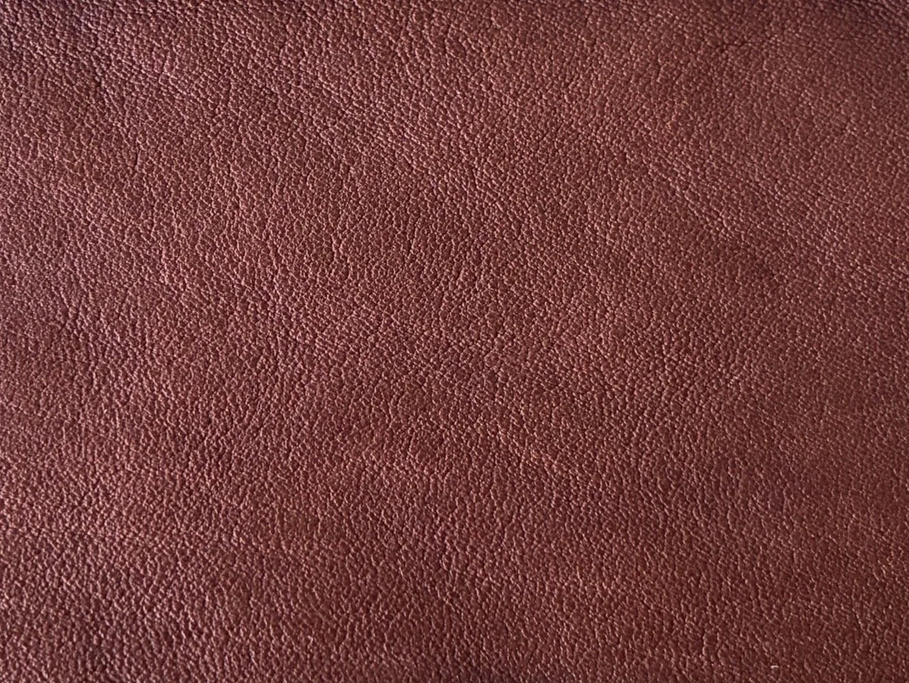 Close-up of brown textured leather surface.