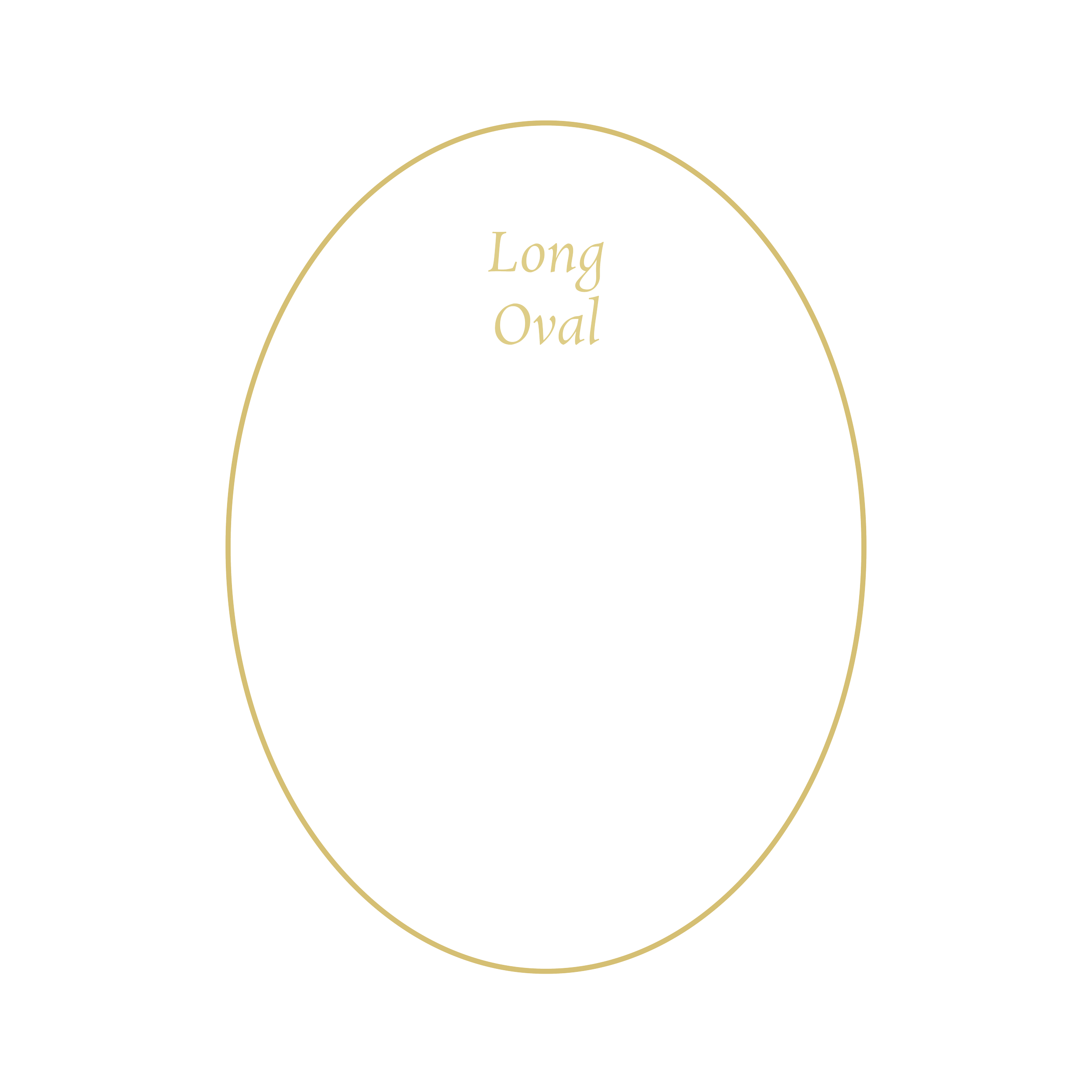 Diagram of oval shapes labeled Long Oval and Regular Oval showing different dimensions.