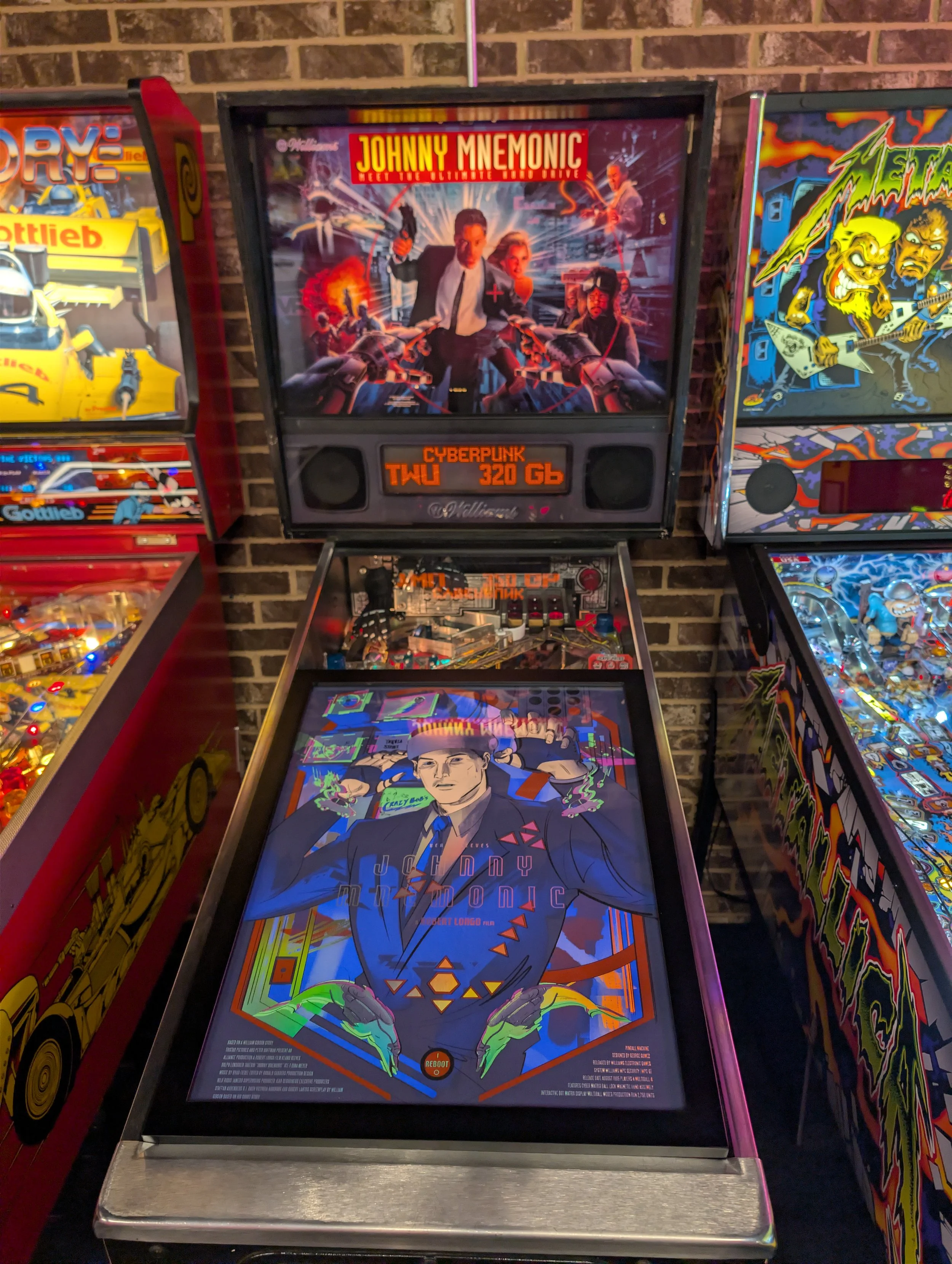 Johnny Mnemonic art print on pinball machine glass