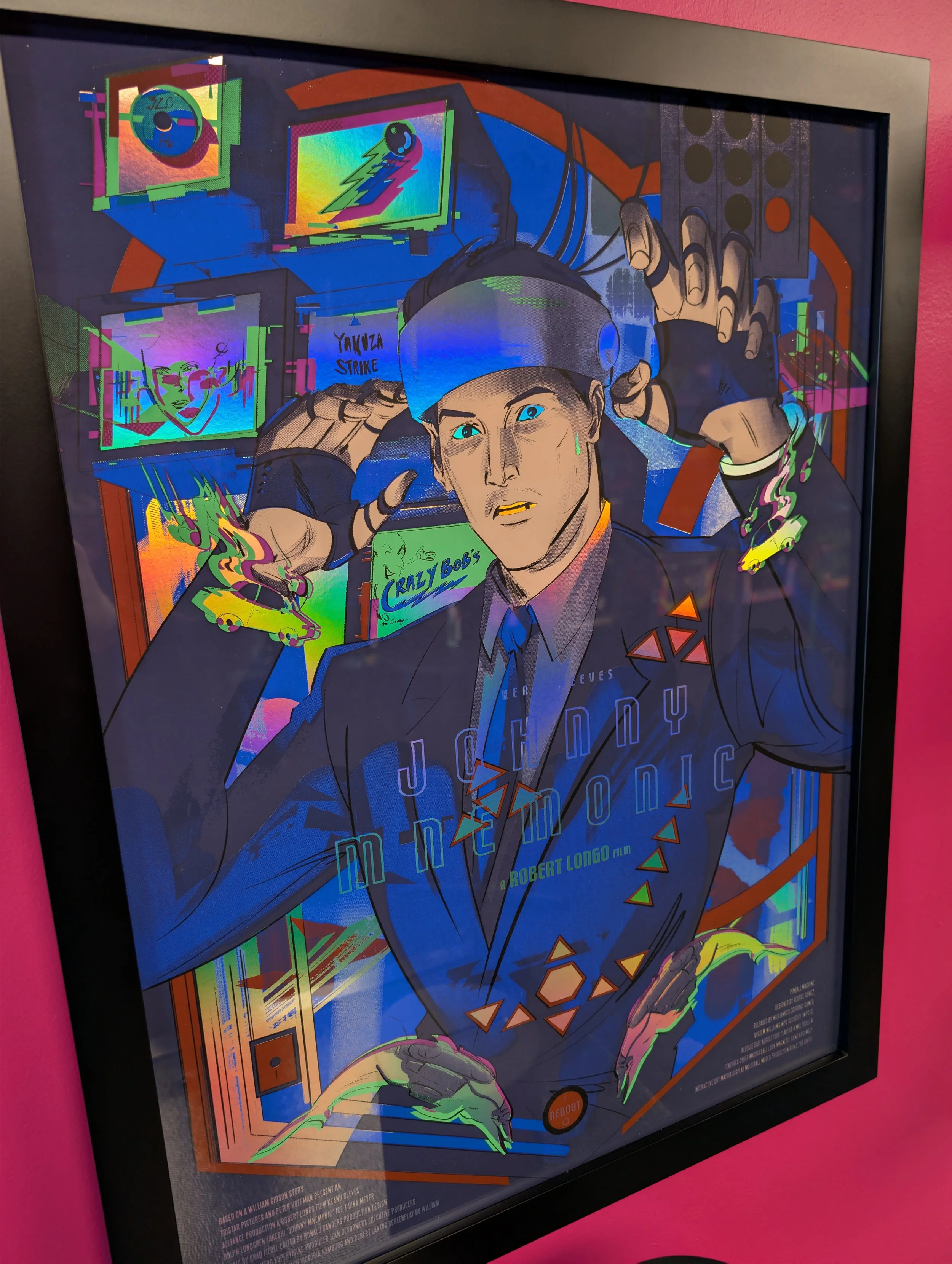 Johnny Mnemonic art print hanging on wall close up