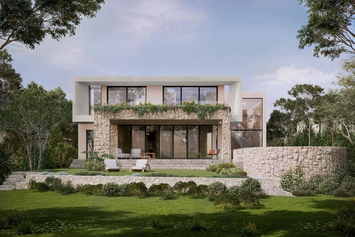 St Ives - Rear view of this home embraces 
the blending of natural elements to create a beautiful oasis.
.
.
#architect #builder #moderninteriordesign #homestyle #interiors #interiordesign #building