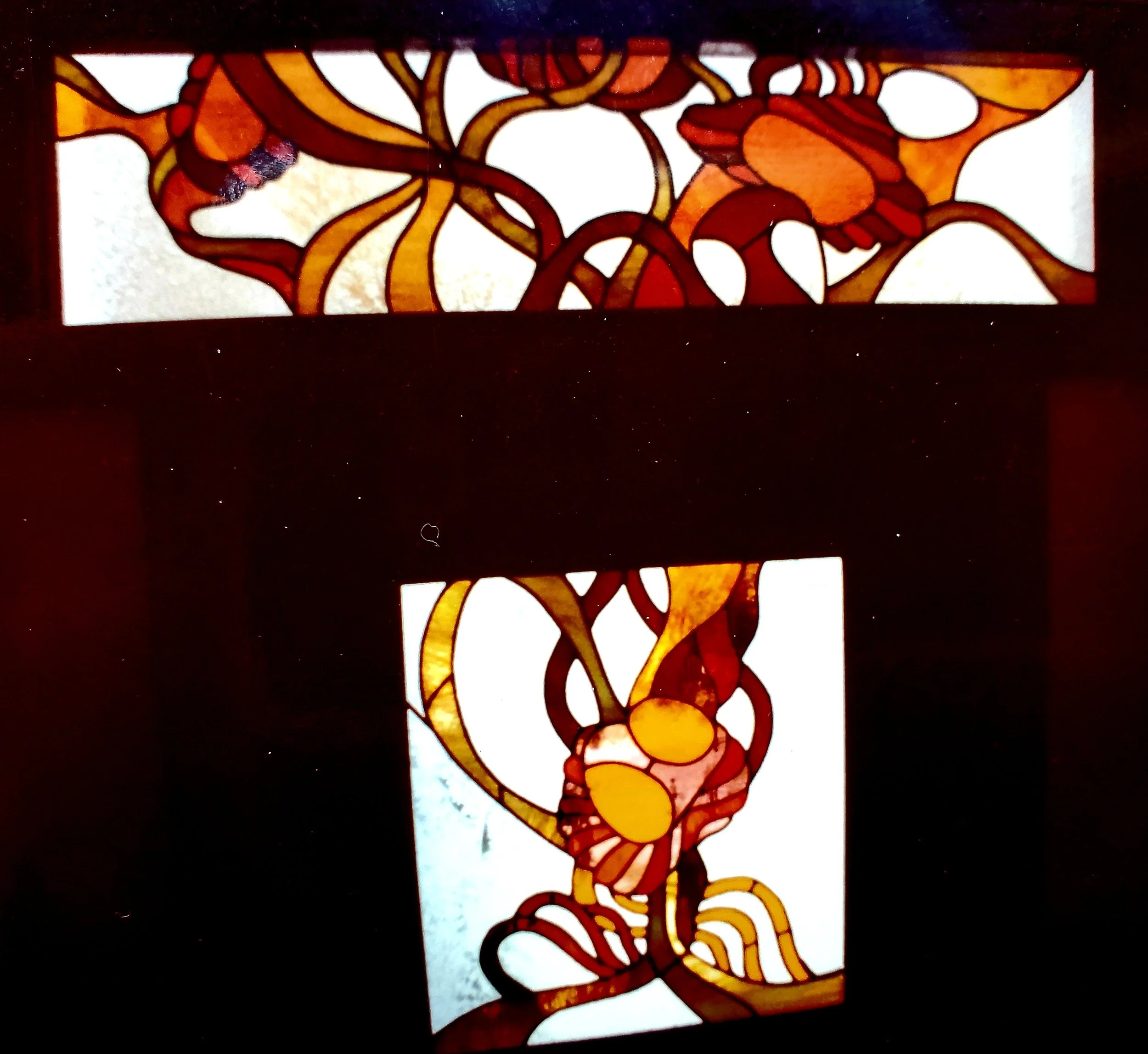 Leaded stain glass, home entrance 