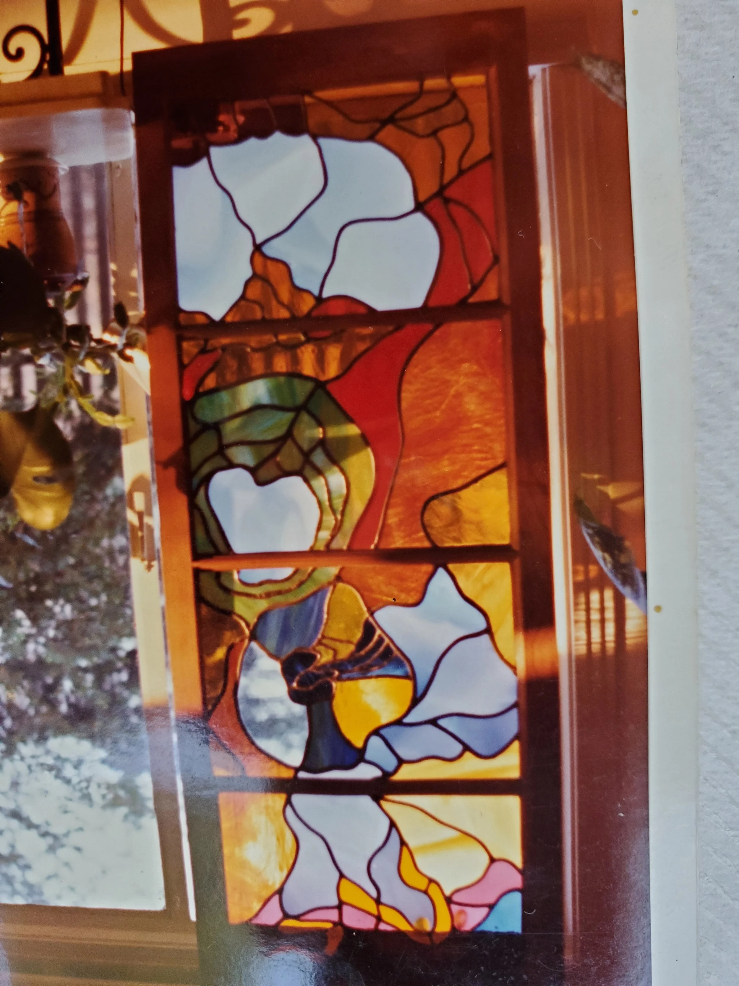 framed leaded glass, 1978 o-creator Fred Soares