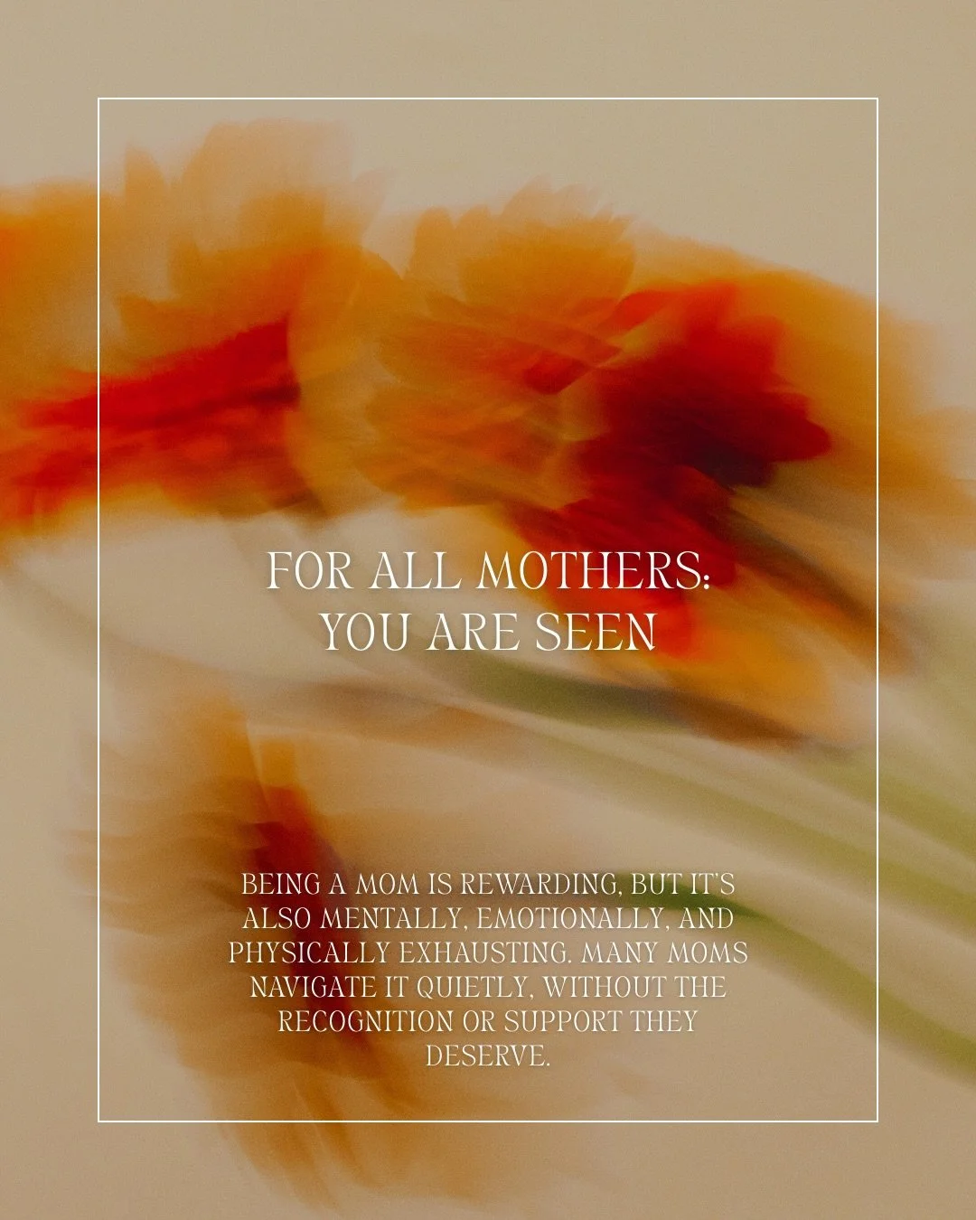 Although I&rsquo;m not a mom yet, I see you.

I see the women who are carrying so much.
The mental load. The emotional waves. The physical demands.
The way you give and give and rarely pause for yourselves.

I may not be walking motherhood personally