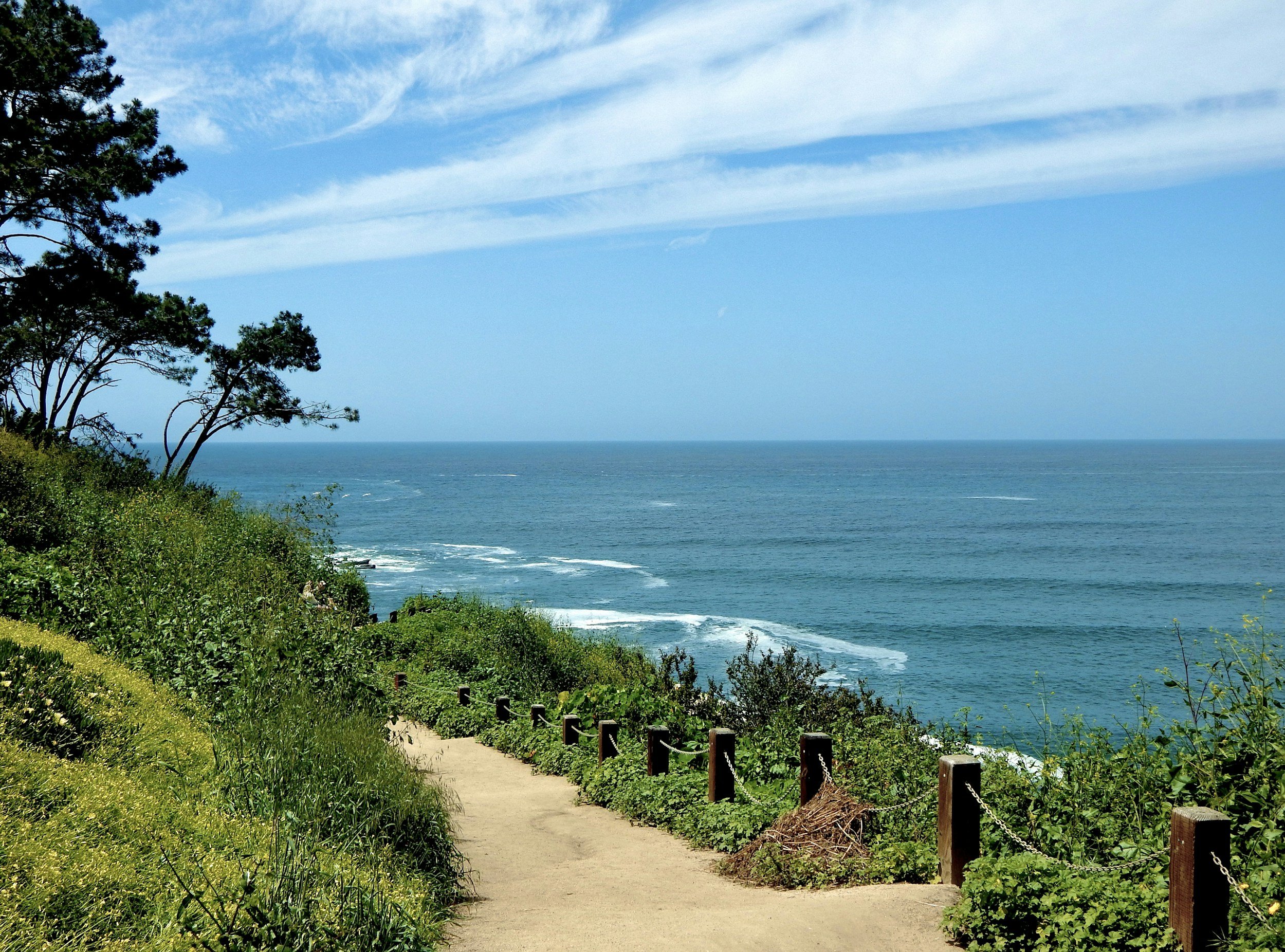 Coastal walking trail in San Diego representing calm and inner spaciousness