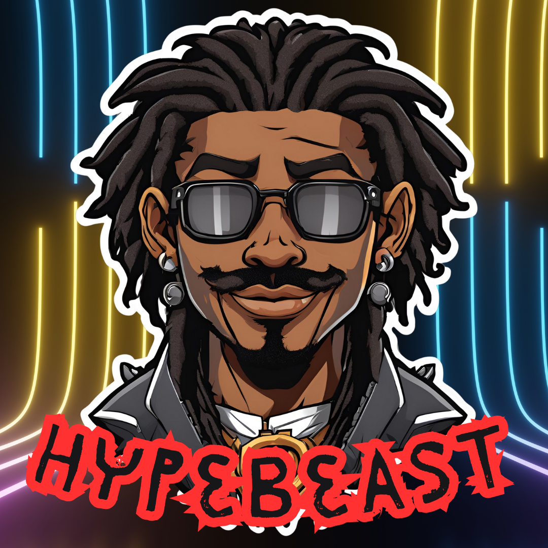 Animated character with dreadlocks and sunglasses, colorful neon background, text "HYPEBEAST."