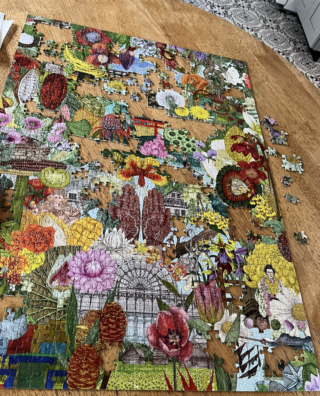 the puzzle is more complete, showing medicinal plants from around the world and beautiful flowers