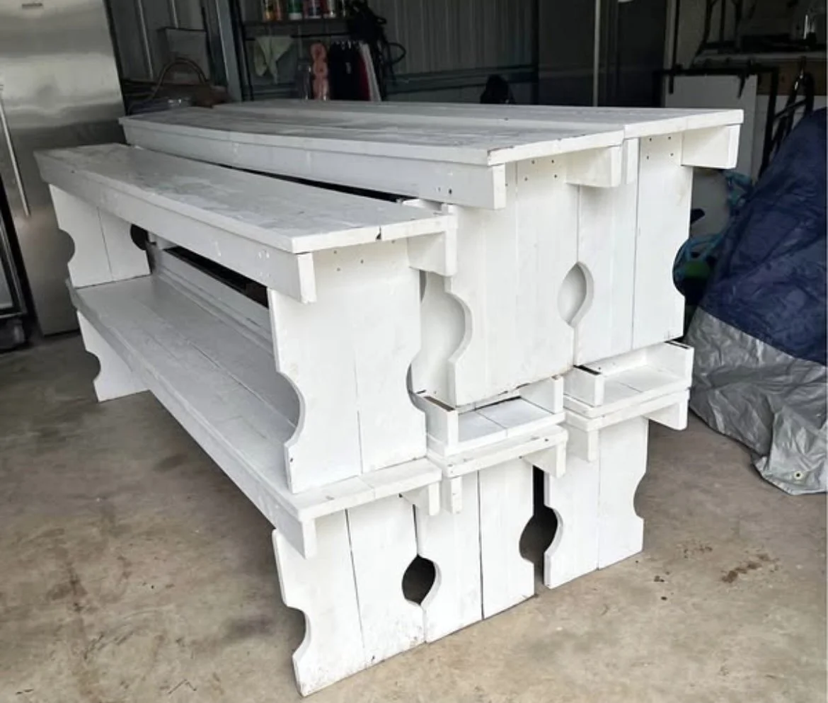 White Timber Benches