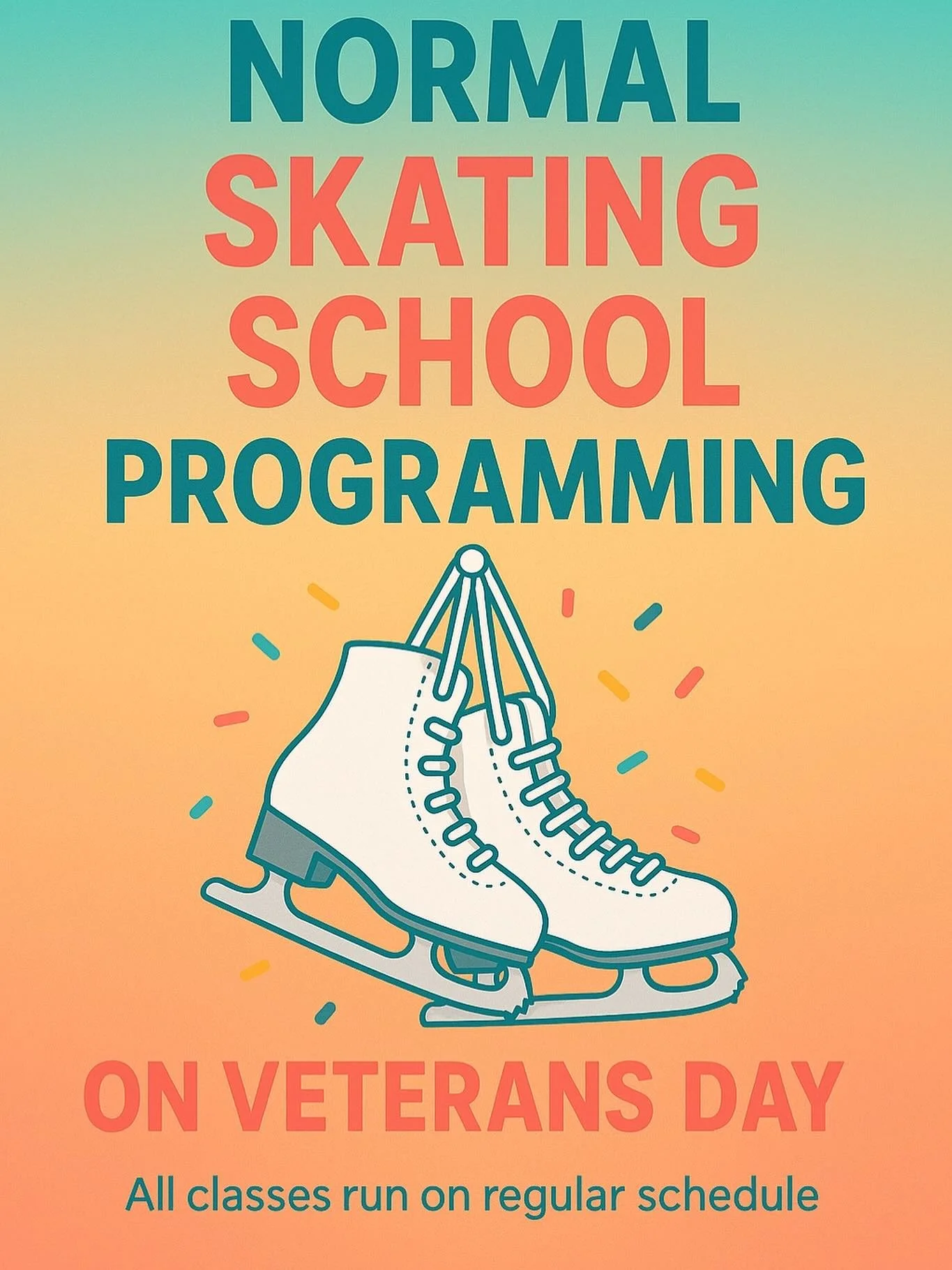 Heads up, skaters! 🇺🇸
Our Skating School runs on the normal schedule this Veterans Day (Tue, Nov 11). Lace up, bring the energy, and keep the progress rolling! ⛸️❄️

#VeteransDay #SkatingSchool #LearnToSkate #FigureSkating #IceSkating #OC #alisovie
