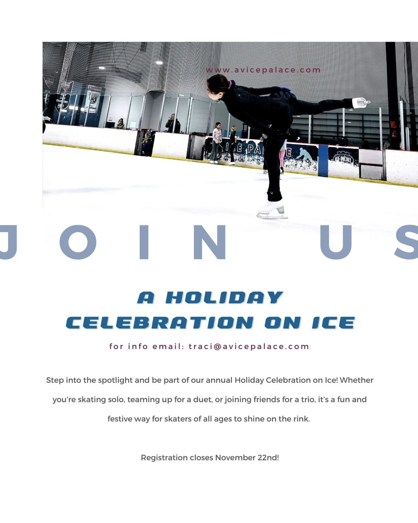 Everyone&rsquo;s favorite winter tradition at AV Ice Palace is almost here. ❄️✨ The Holiday Celebration on Ice is a night of pure holiday magic, filled with music, lights, and performances that bring the entire rink to life. It is the perfect moment 