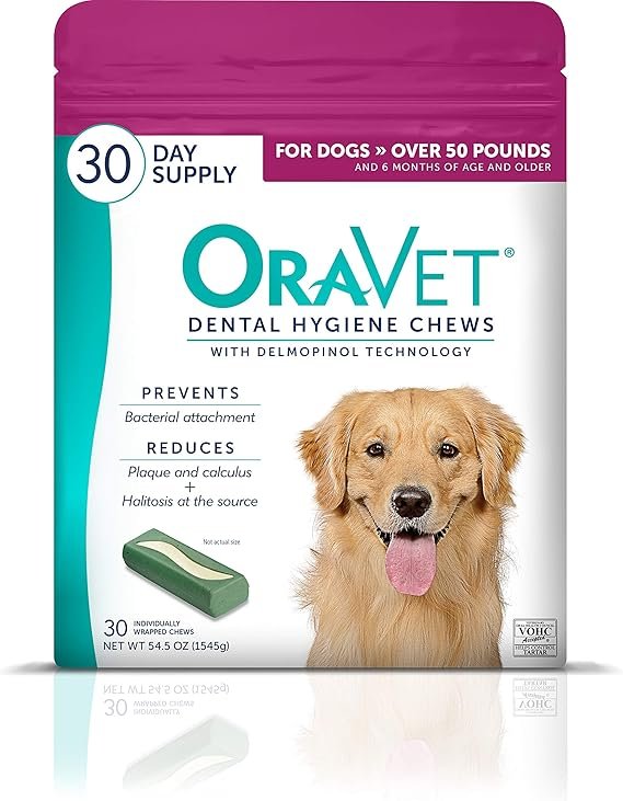 ORAVET Dental Chews for Dogs, Oral Care and Hygiene Chews (Large Dogs, Over 50 lbs.) 30 Count