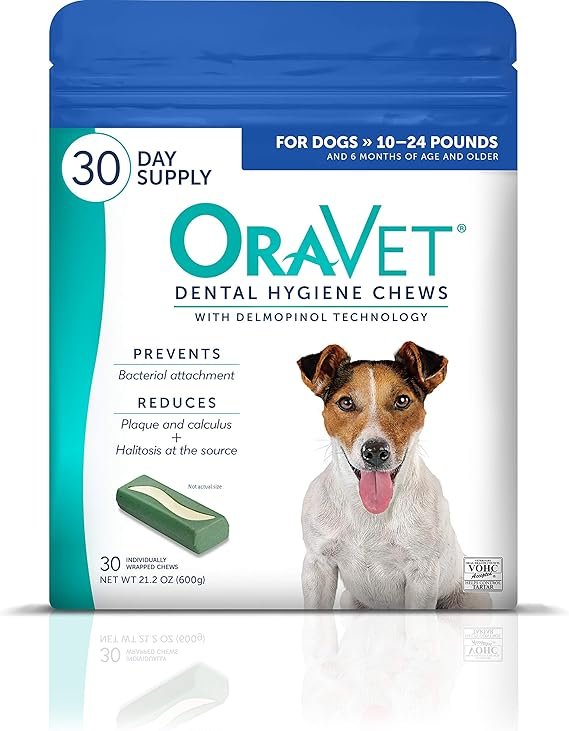ORAVET Dental Chews for Dogs, Oral Care and Hygiene Chews Small Dogs, 10-24 lbs.) 30 Count