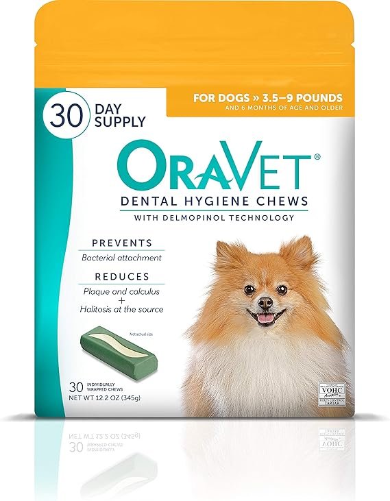 OraVet Dental Chews for Dogs, Oral Care and Hygiene Chews (Extra Small Dogs, 3.5-9 lbs.) 30ct