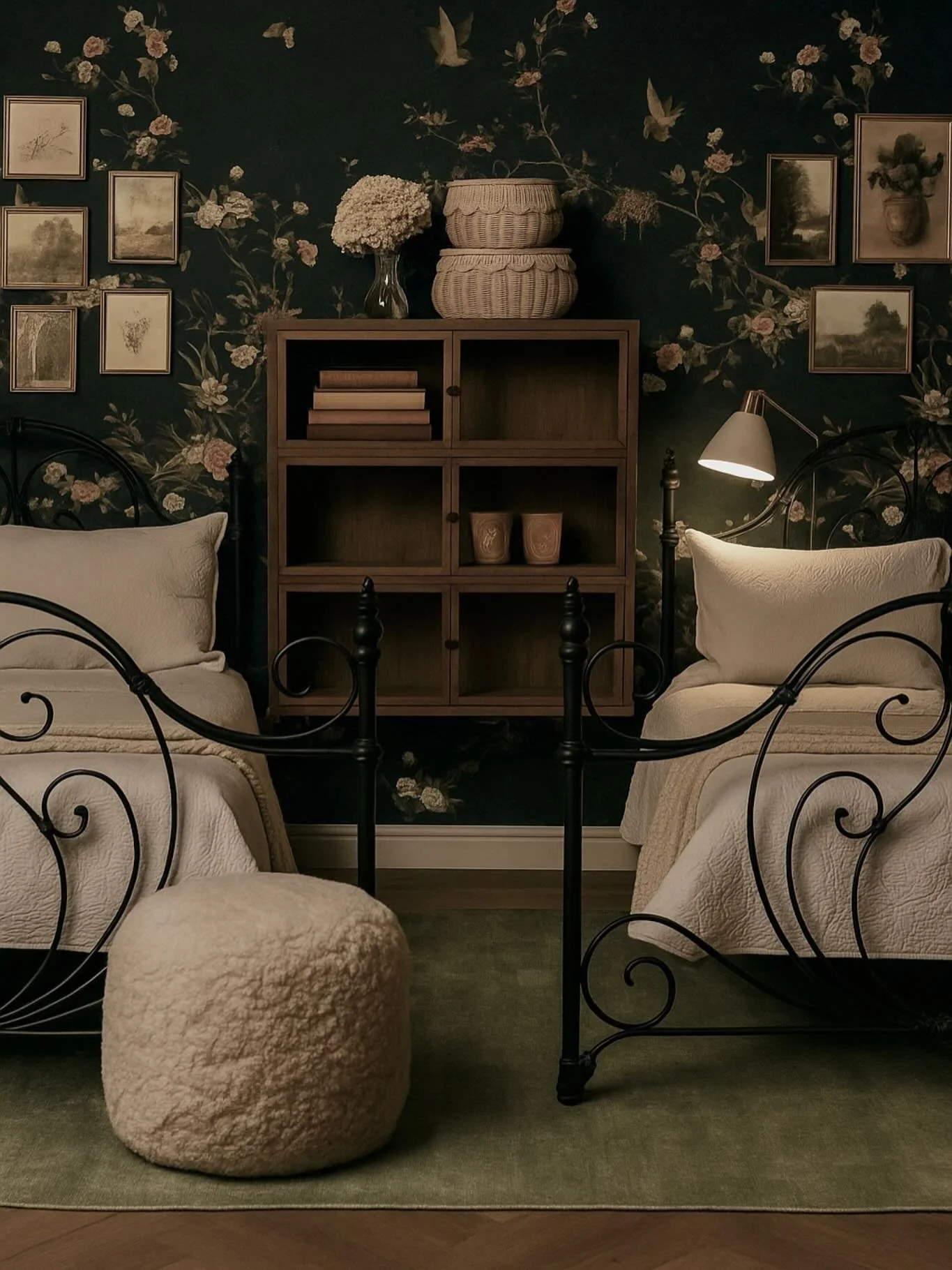 A moody, antique and chinoiserie inspired bedroom with the most amazing wallpaper from @sandbergwallpaper. Gorgeous bed frames from @mcphailsfurniture featured again, we just can&rsquo;t get enough of them. 

Design: @heritage_styling 

#countrystyle