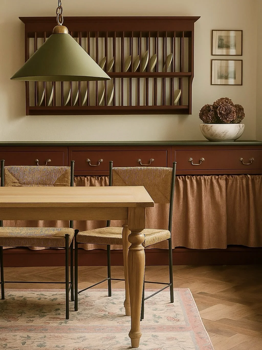 We&rsquo;ve been busy with client work this last few weeks, so a little behind on our room uploads 🤍 This lovely little farmhouse kitchen gives all the cosy vibes. Either a cup of tea&hellip; or a G&amp;T at this table seems very fitting. 

Design: 