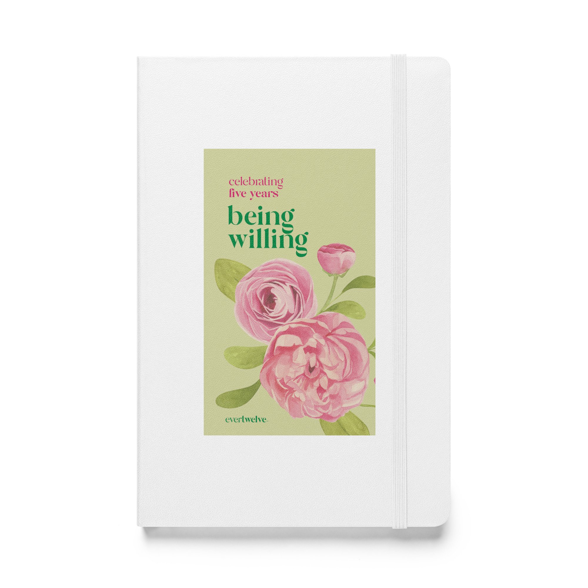 Evertwelve Reflection Notebook with Being Willing design - personalized recovery anniversary journal
