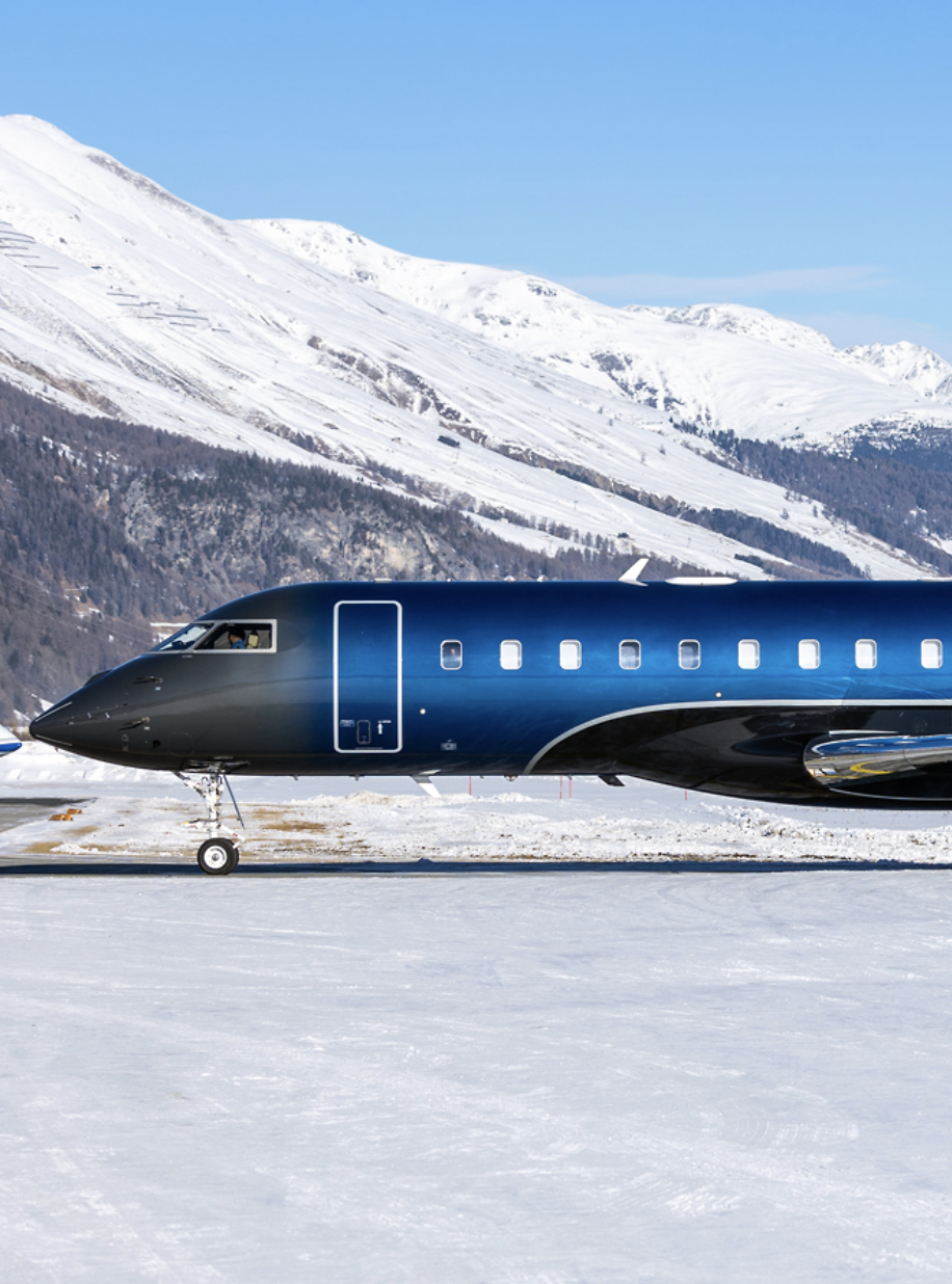 ACD | Alicia Cheung Design custom painted this jet exterior in a deep electric blue with an ombré fade