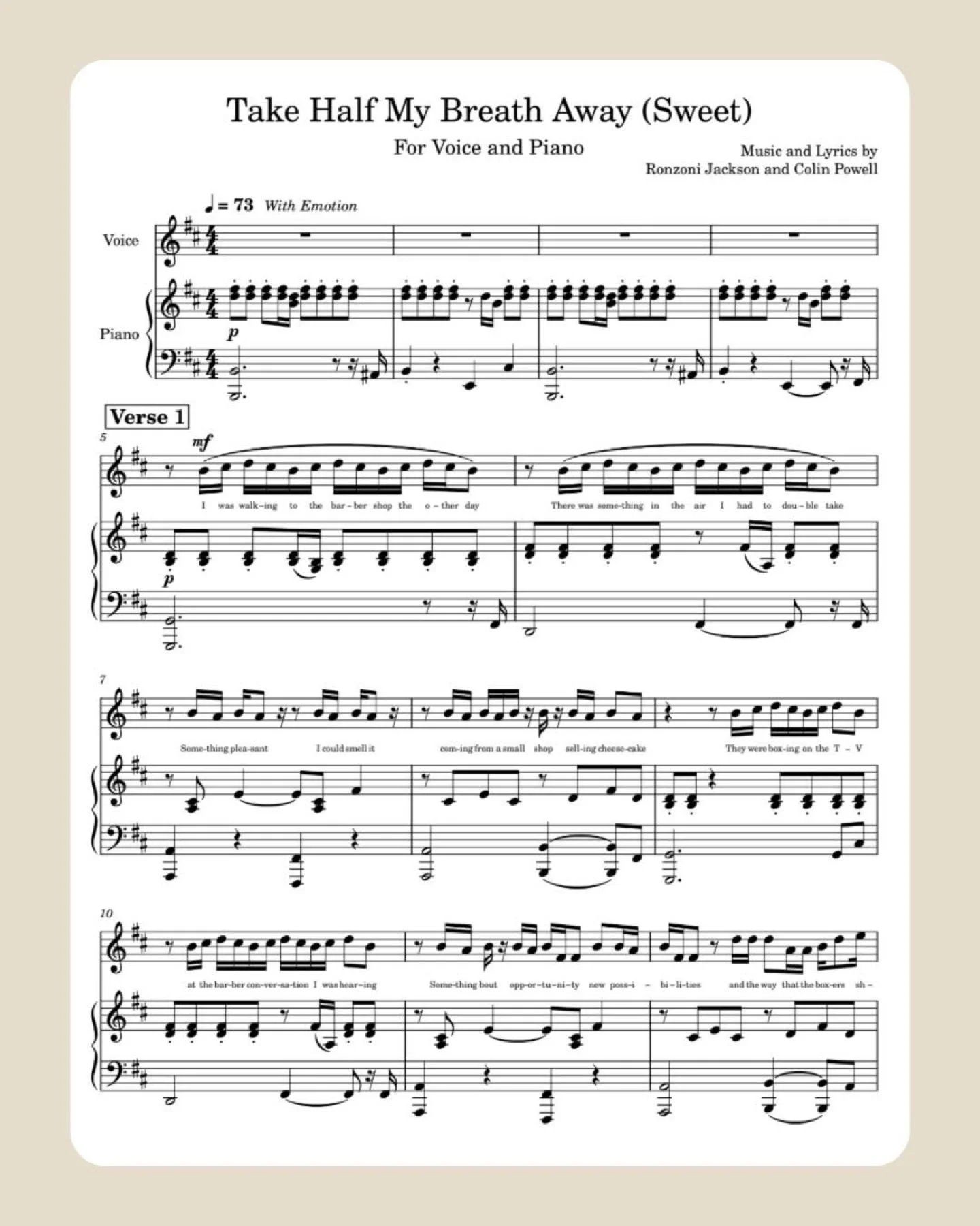 The score. Music by Colin Powell, 2026.