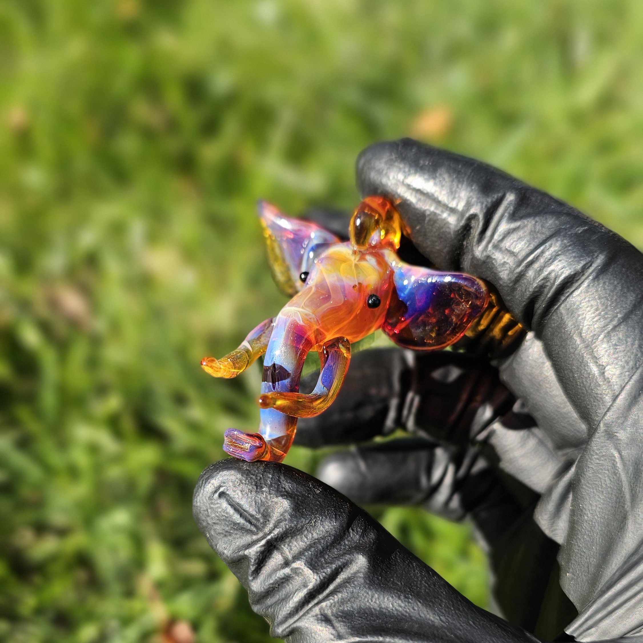 Amber Purple Elephant Pendant