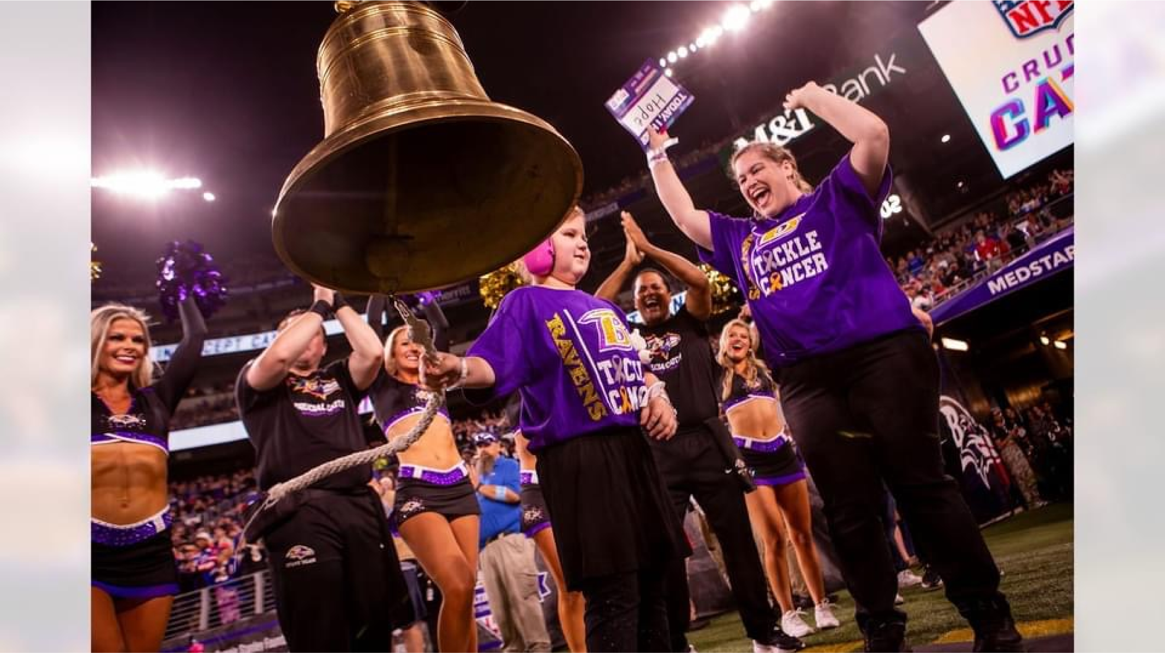 Abby of "Abby’s Carts of Courage" Rings Bell at Ravens Game for Crucial Catch Campaign