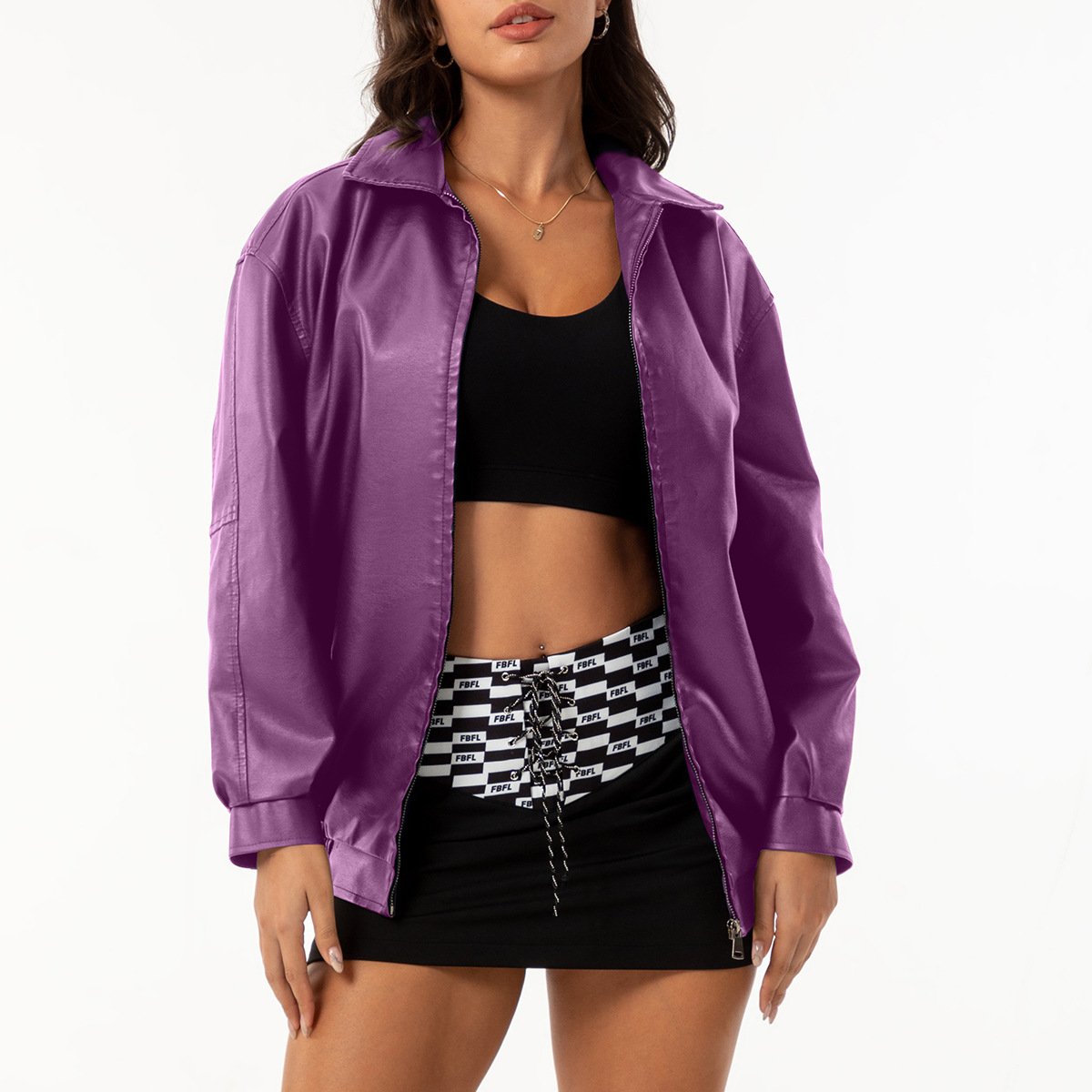 LMN93005 - LADIES OVERSIZE PU JACKET