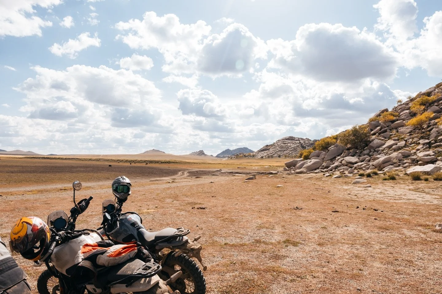 &bull; The Gobi Raid tour - from wide-open steppe rides to camels, archery, and nomadic traditions. This journey is pure Mongolian culture. 

#GobiRaid #MotorcycleTourMongolia #Himalayan450 #RoyalEnfieldMongolia #MongoliaAdventure GobiDesertRide Bact