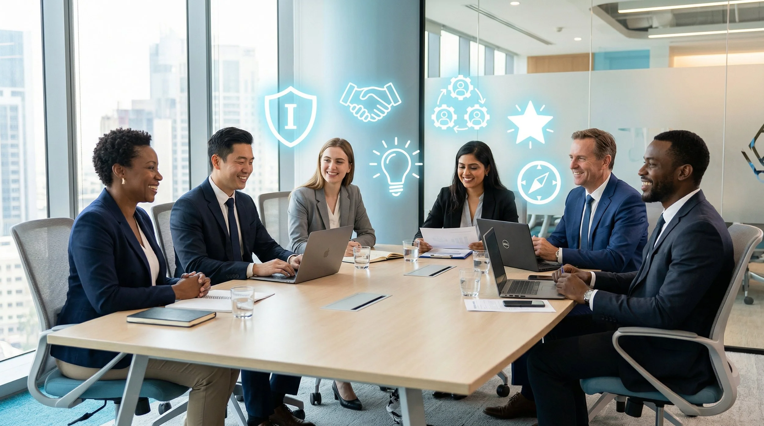 Dubai business team collaborating on IT solutions and cybersecurity