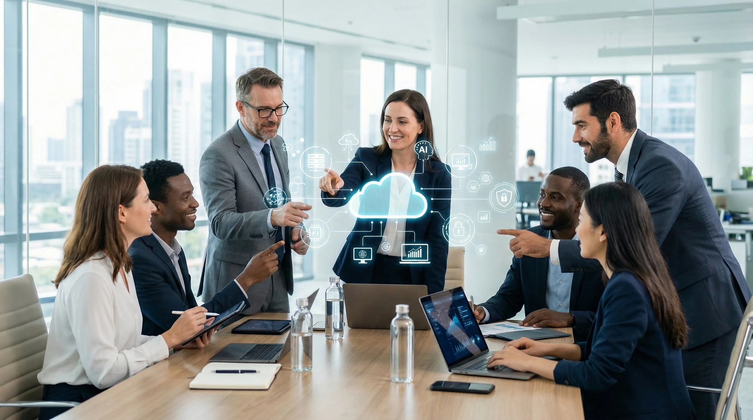 Dubai team discussing cloud computing and IT solutions – Zorins Technologies UAE