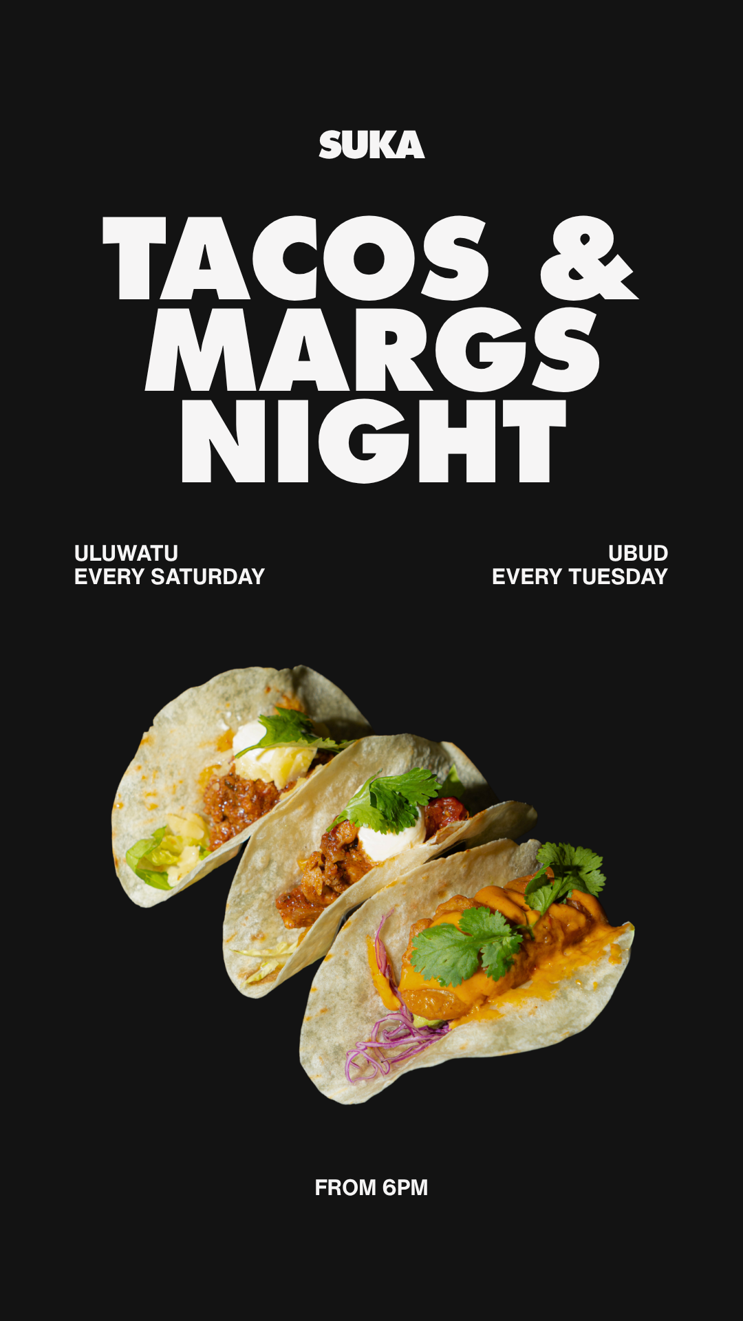 Tacos, margaritas, and good vibes all night long 🌮🍸✨ See you at Suka for Tacos & Margs Night!