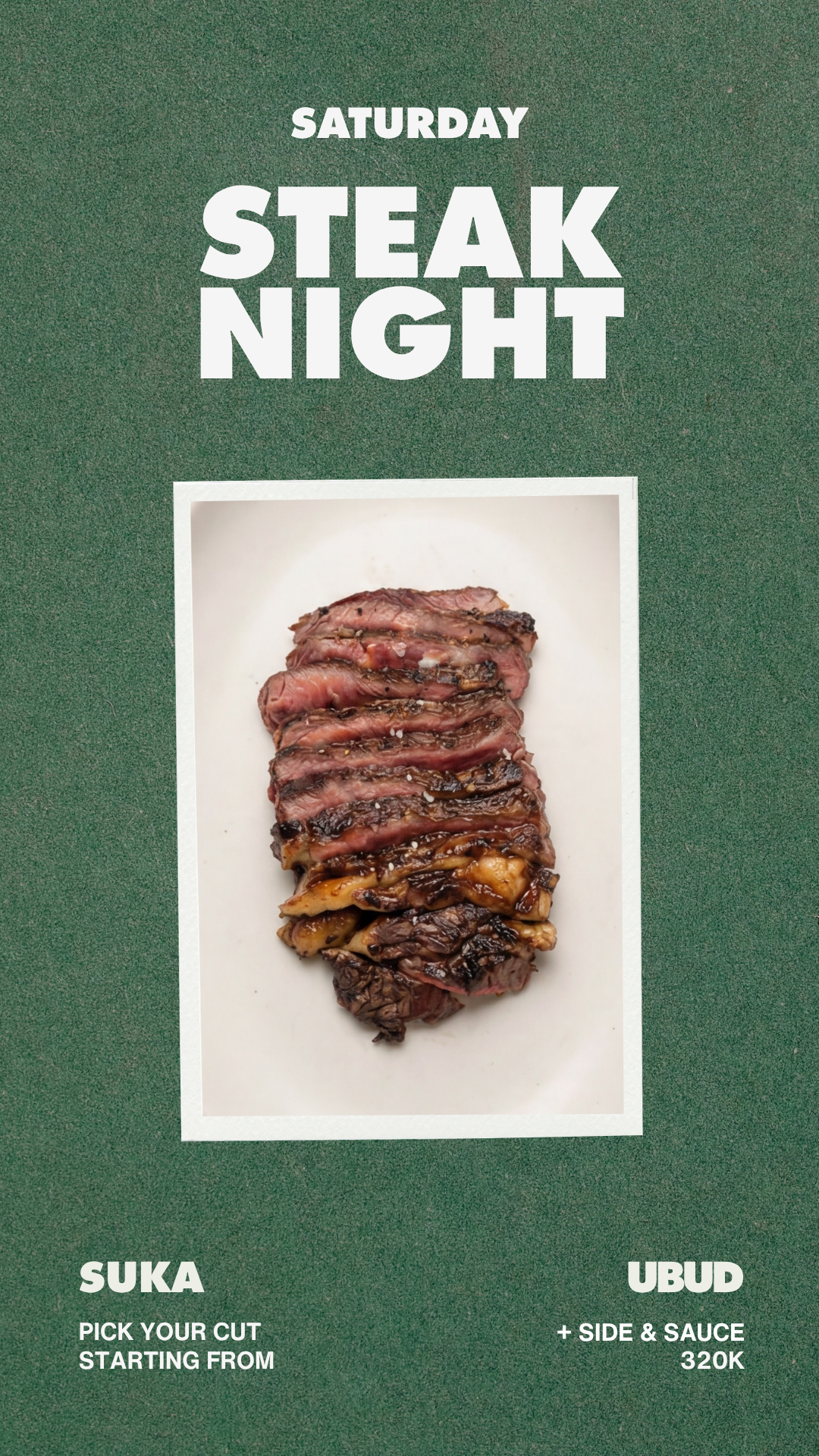 Saturdays are for steak nights 🥩✨
Perfect cuts, great vibes, only at Suka Ubud.