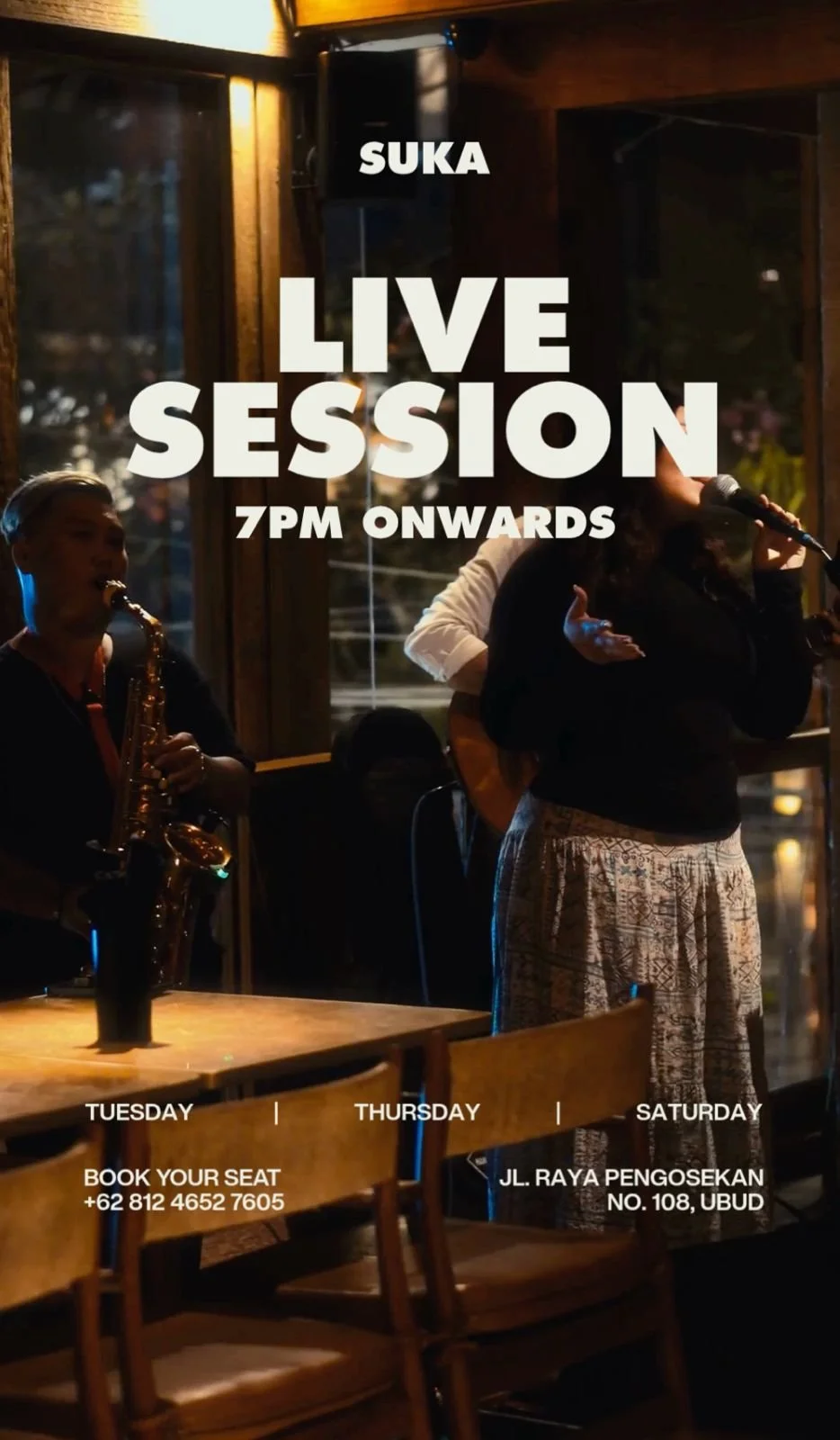 Good music, good food, good nights 🎶✨
Live Session every Tuesday, Thursday & Saturday at Suka Ubud.