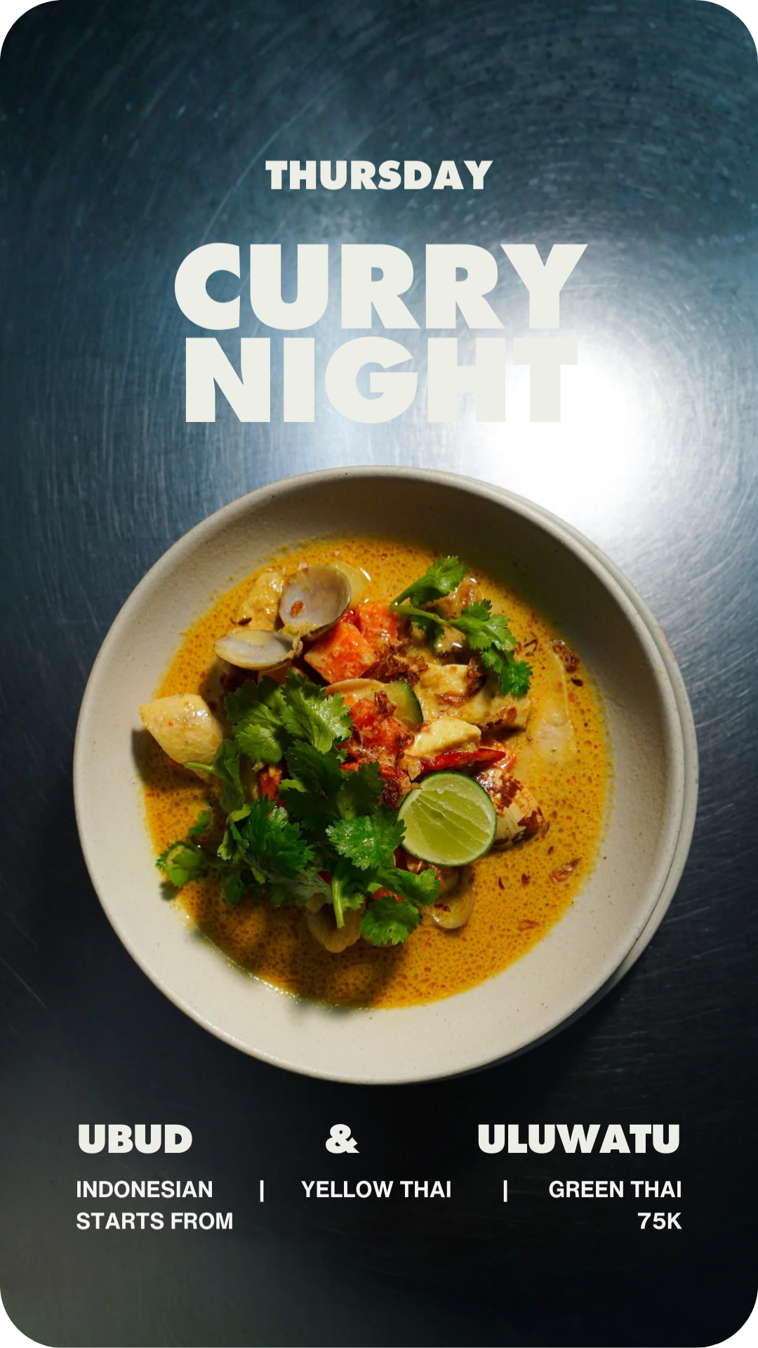 A comforting selection of fragrant curries, freshly prepared for your Thursday evening.
