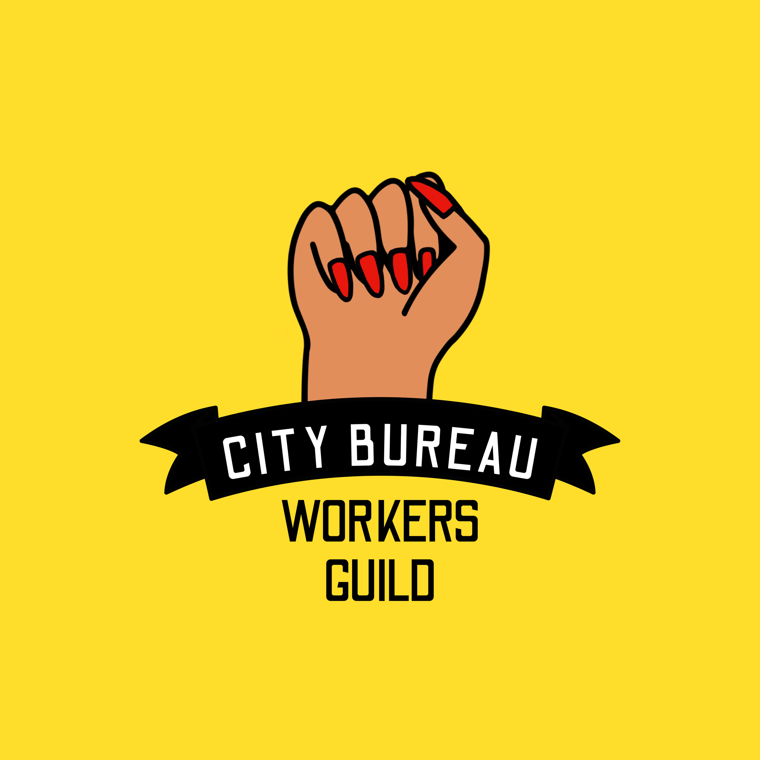 City Bureau Workers Guild Logo by Naazuk Studio, raised fist with red nails