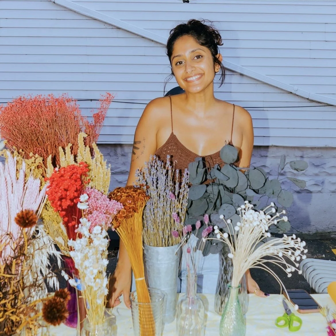 Navjot Heer dried flower pop up at Ziba Market Chicago