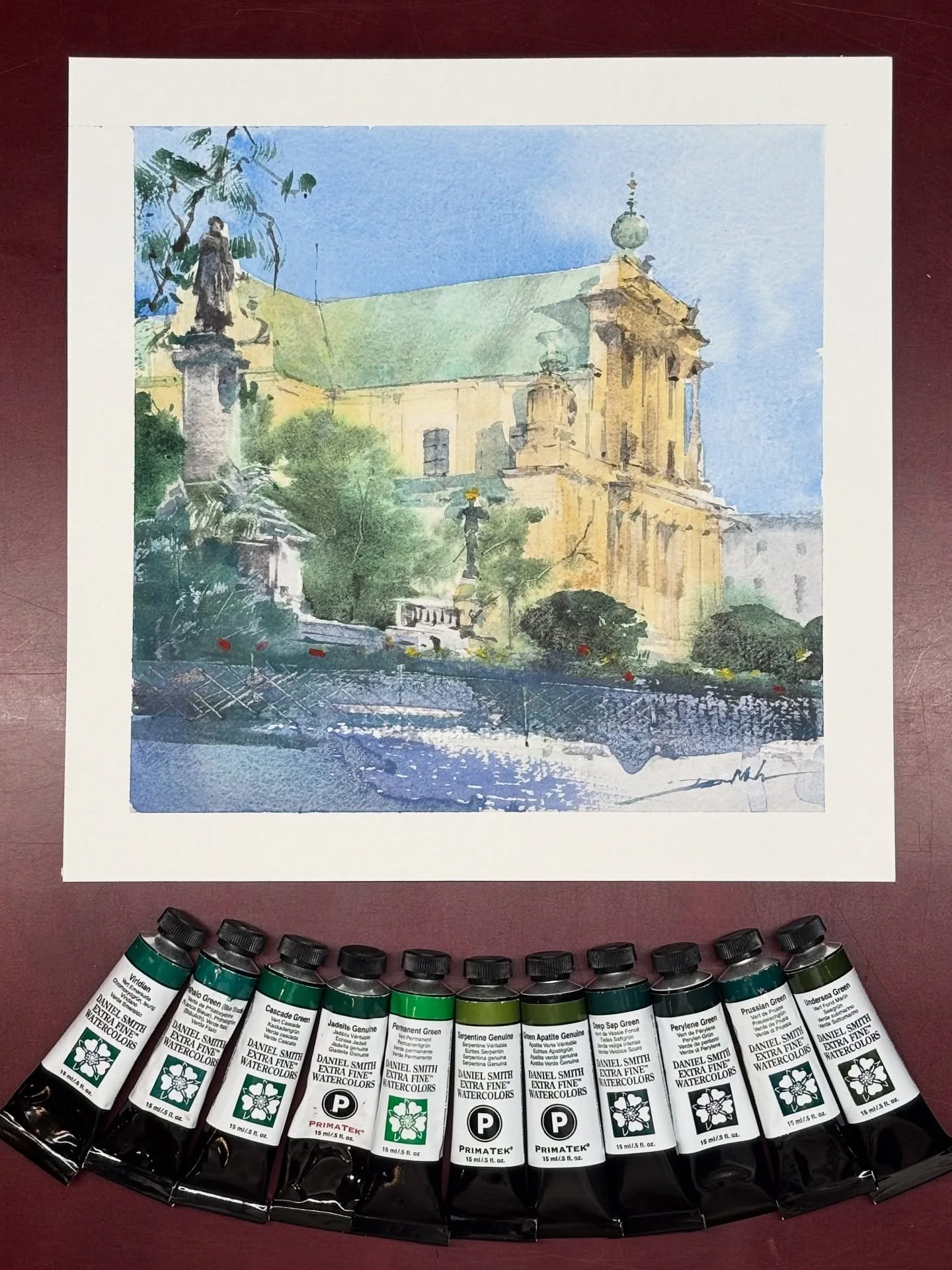 Carmelite Church in Warsaw.
I love @danielsmithartistsmaterials greens ❤️

#Sketching #Watercolor #MinhDam #Warszawa #Painting #Drawing