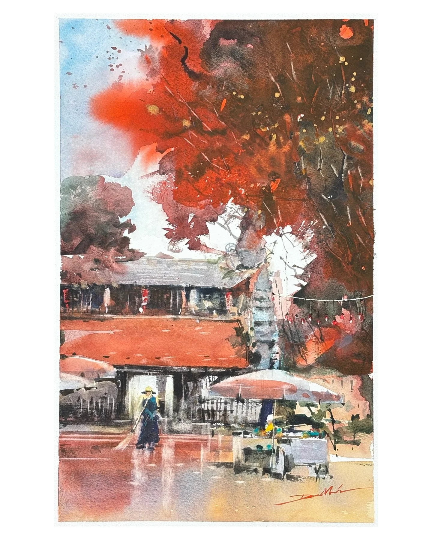 Test &amp; Review: Shinwa Hosome Watercolor Paper

Painting: Autumn Vibe of Mia Pagoda
Watercolor on paper
40.5 &times; 26 cm
Daniel Smith on Shinwa Hosome 185g

Shinwa is a premium Japanese watercolor paper brand that has only recently appeared on t