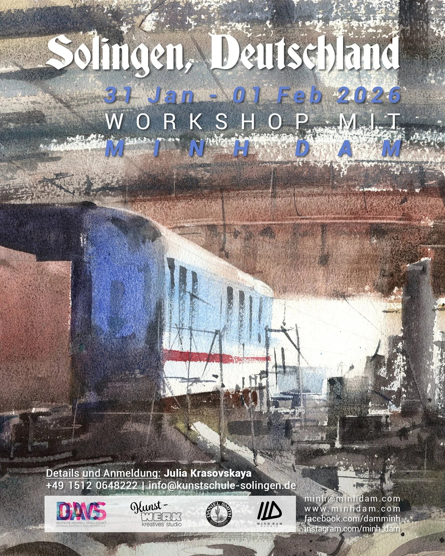 I&rsquo;m excited to share the details of my upcoming workshop in Solingen, Germany, taking place from January 31 to February 1, 2026. The workshop is organized by the German Watercolor Society (DAG). I&rsquo;d love to see you there!

For more inform