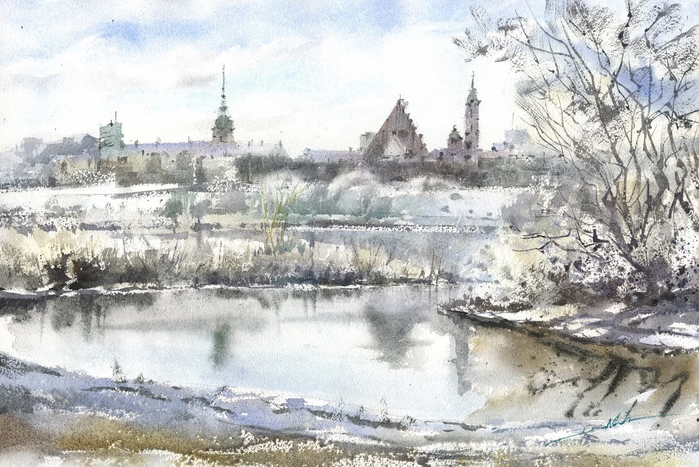 I haven&rsquo;t seen such a heavy winter in Poland in many years.

&bdquo;Warsaw&rsquo;s Winter&rdquo;
watercolor on paper
38 x 56 cm / Baohong 300g
@danielsmithartistsmaterials 

#Warsaw #Winter #MinhDamWatercolor #DanielSmithWatercolors #Watercolor